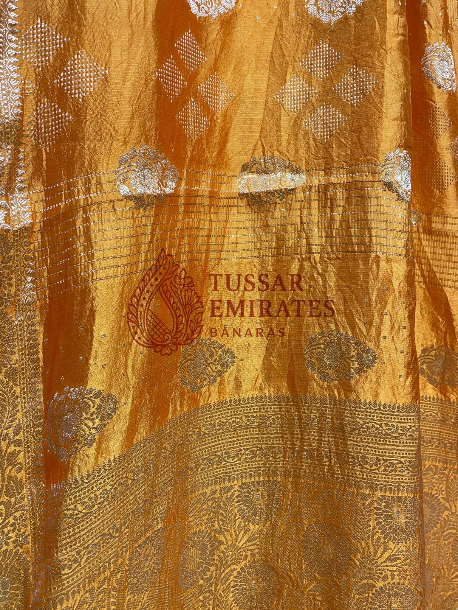 Pure Mango Silk Banarasi Saree - Tussar Emirates
