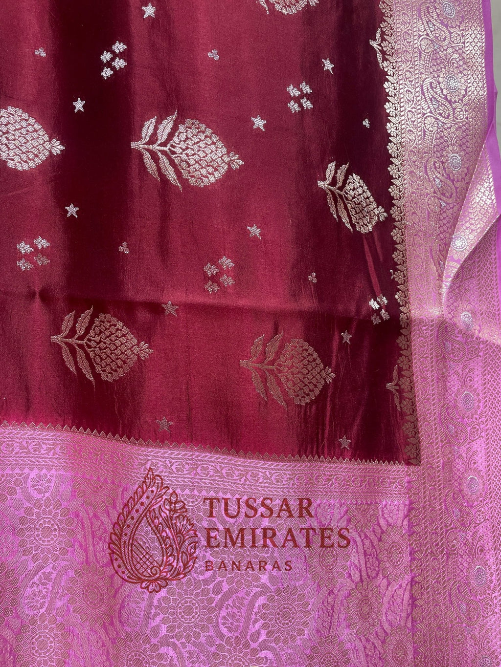 Pure Mango Silk Banarasi Saree - Tussar Emirates