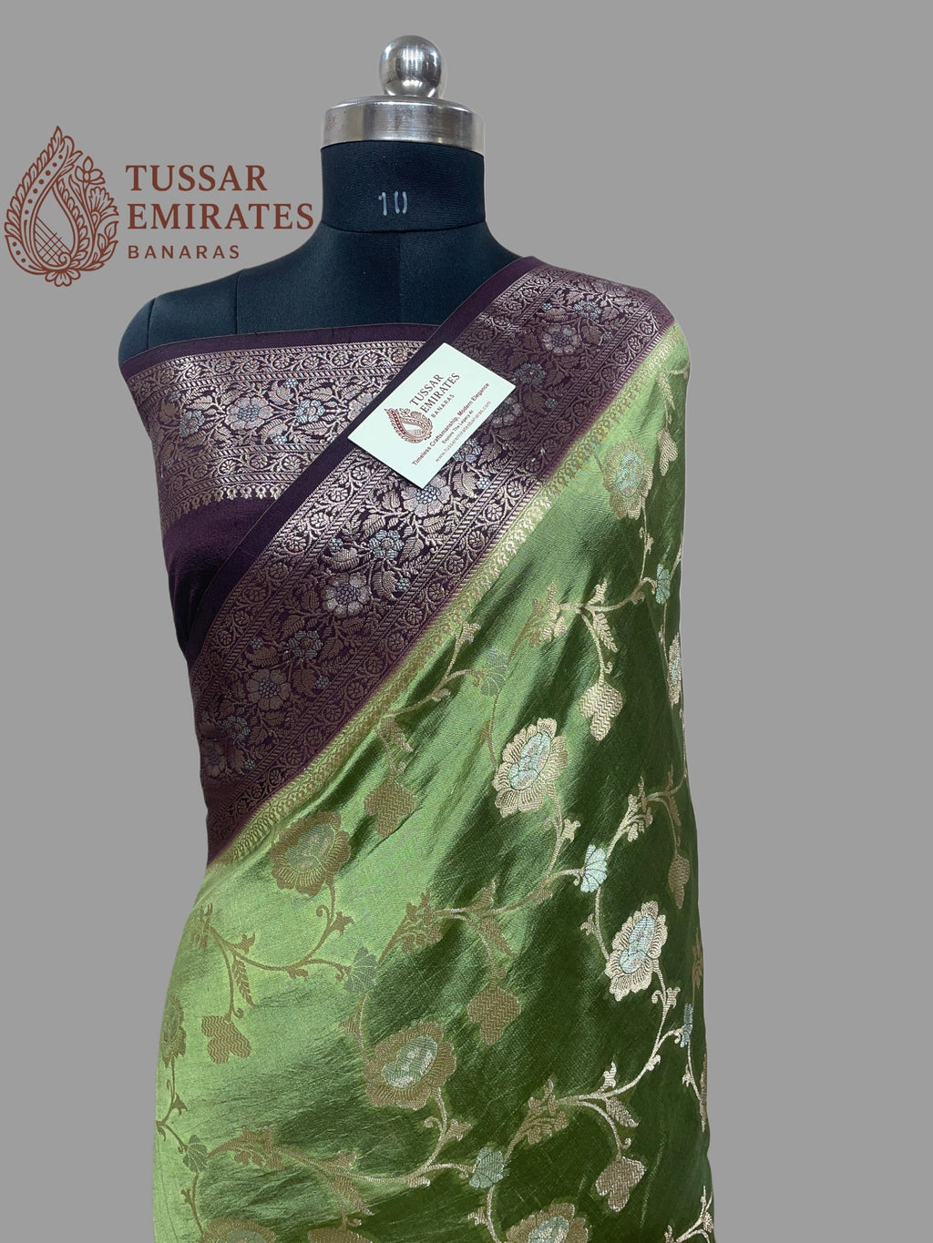 Pure Mango Silk Banarasi Saree - Tussar Emirates