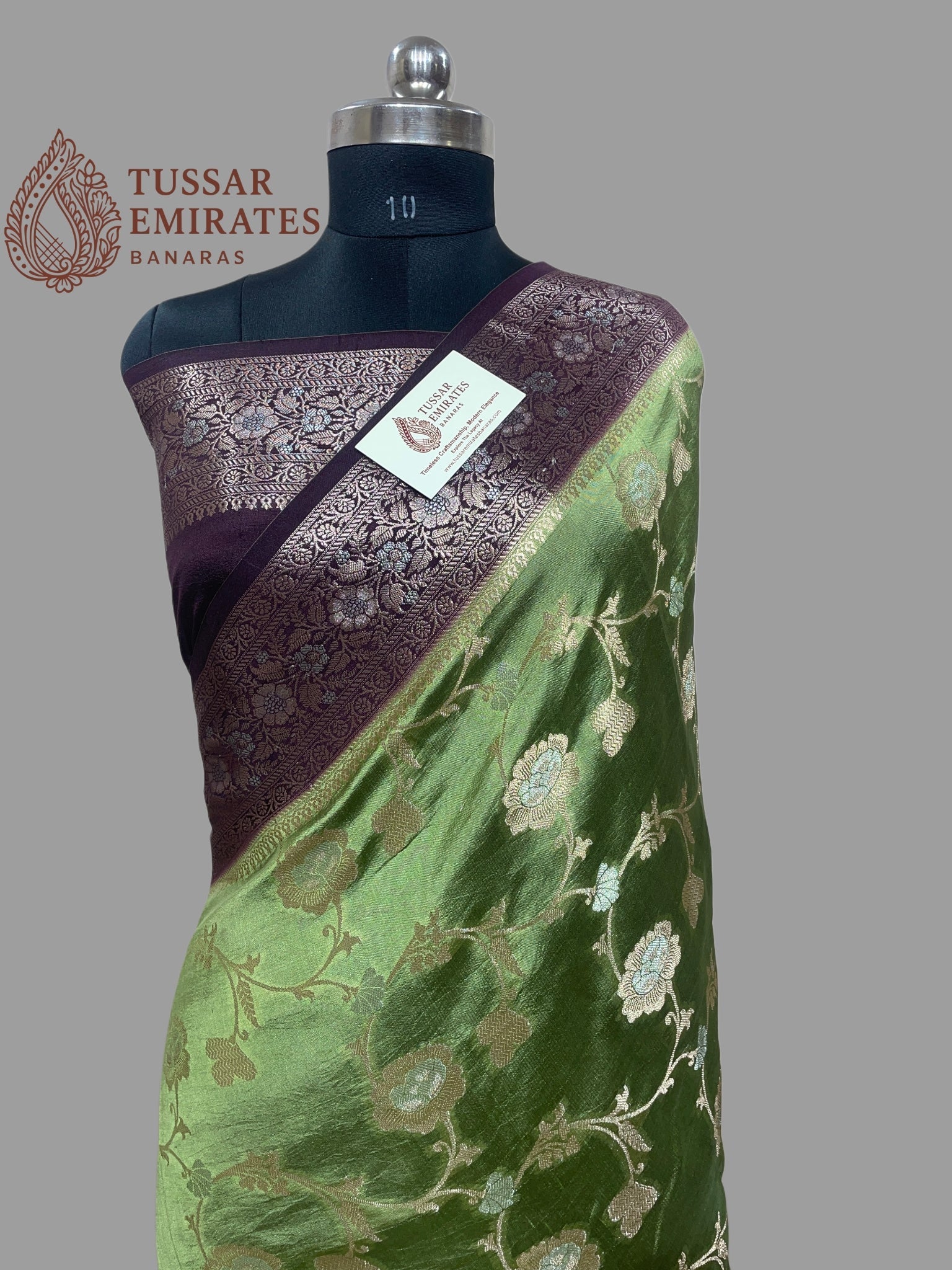 Pure Mango Silk Banarasi Saree - Tussar Emirates