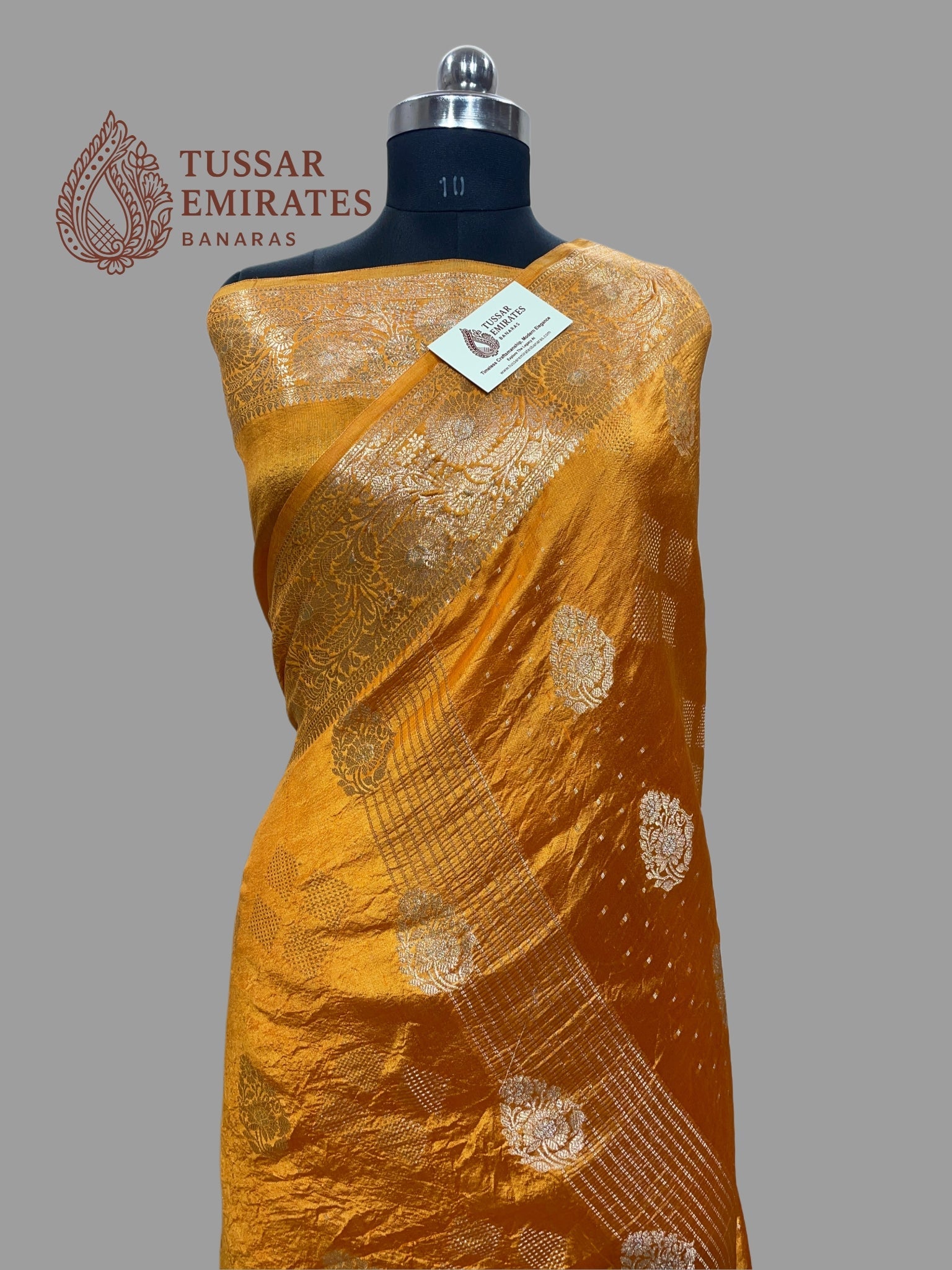 Pure Mango Silk Banarasi Saree - Tussar Emirates
