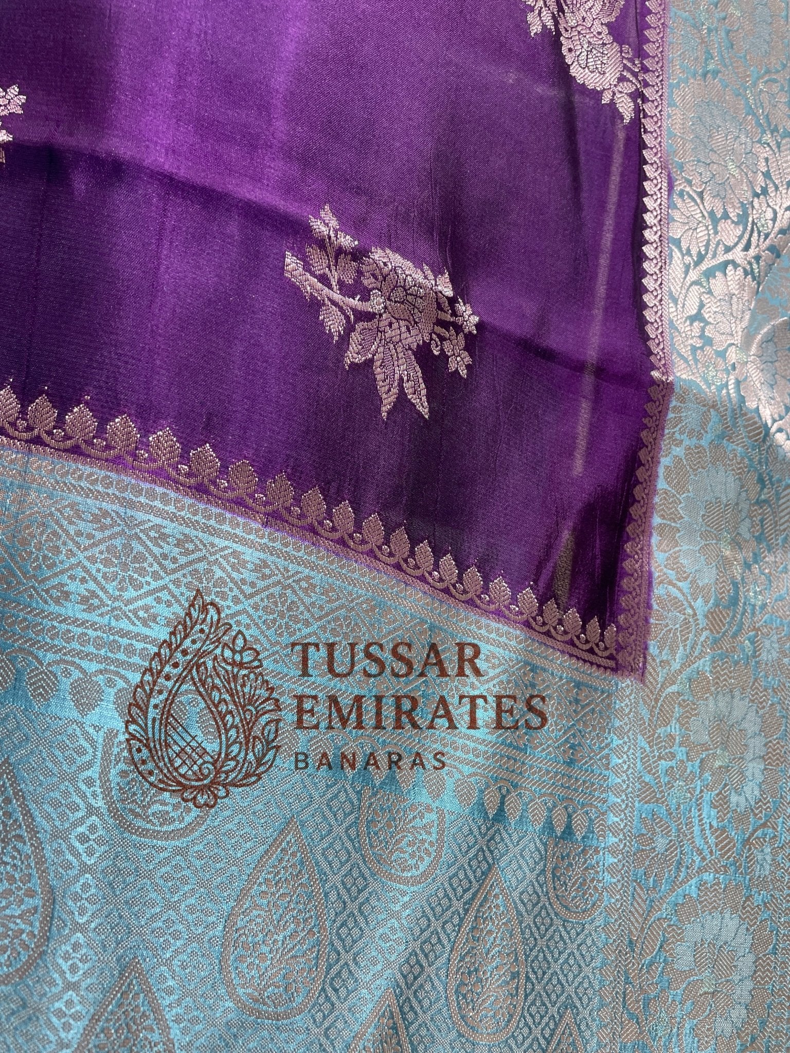 Pure Mango Silk Banarasi Saree - Tussar Emirates