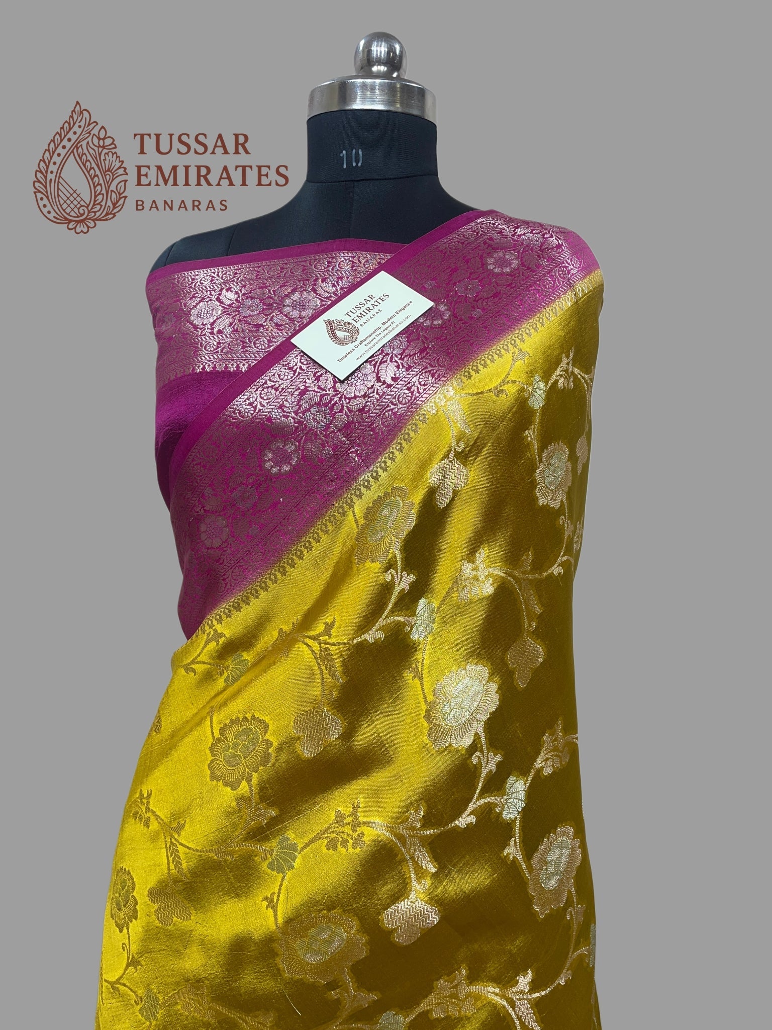 Pure Mango Silk Banarasi Saree - Tussar Emirates