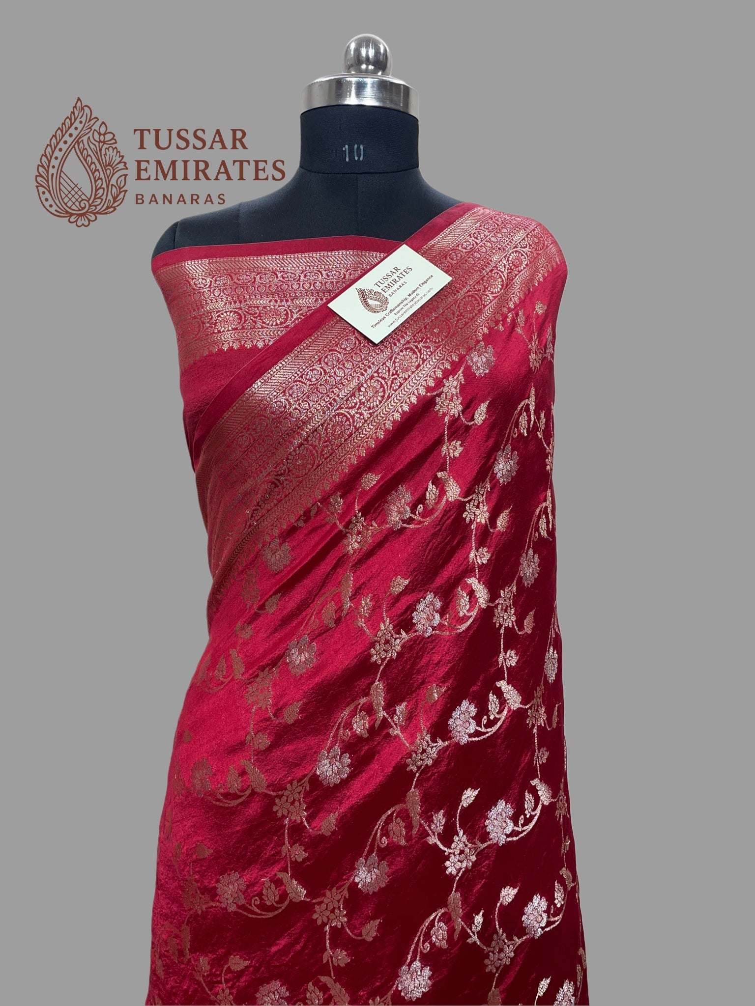 Pure Mango Silk Banarasi Saree - Tussar Emirates