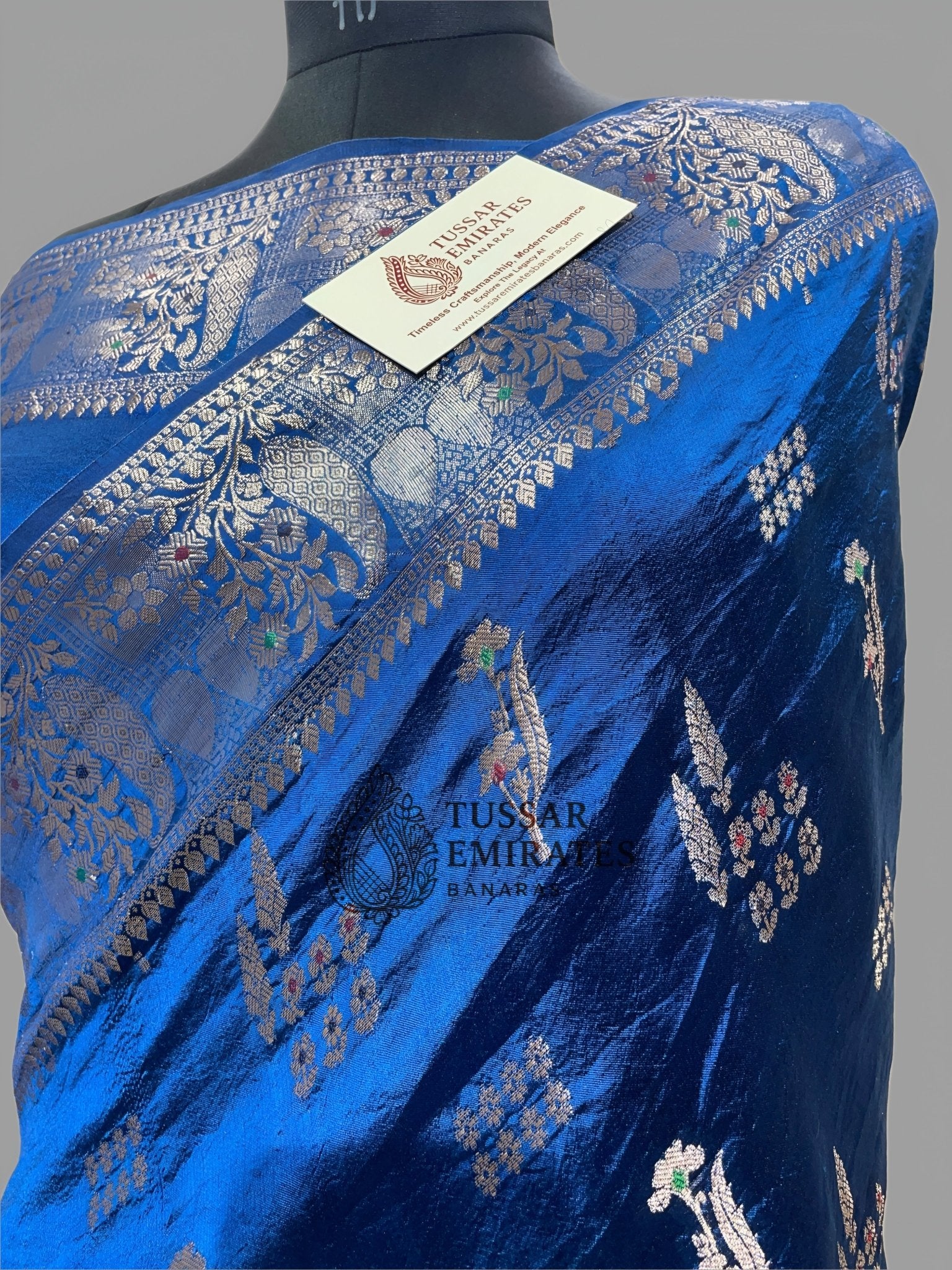 Pure Mango Silk Banarasi Saree - Tussar Emirates