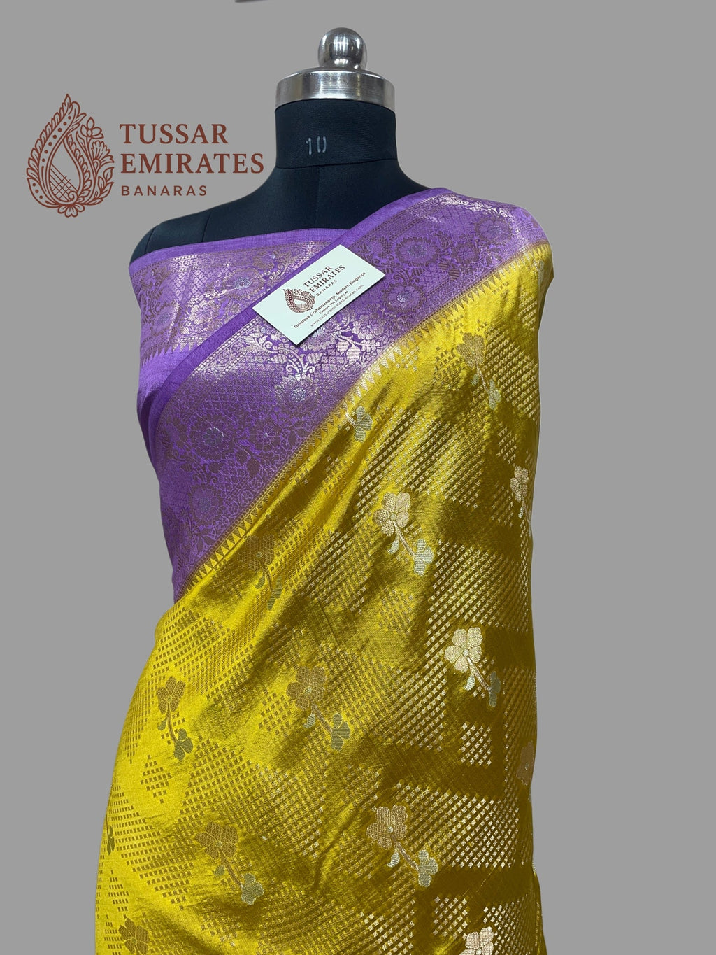 Pure Mango Silk Banarasi Saree - Tussar Emirates