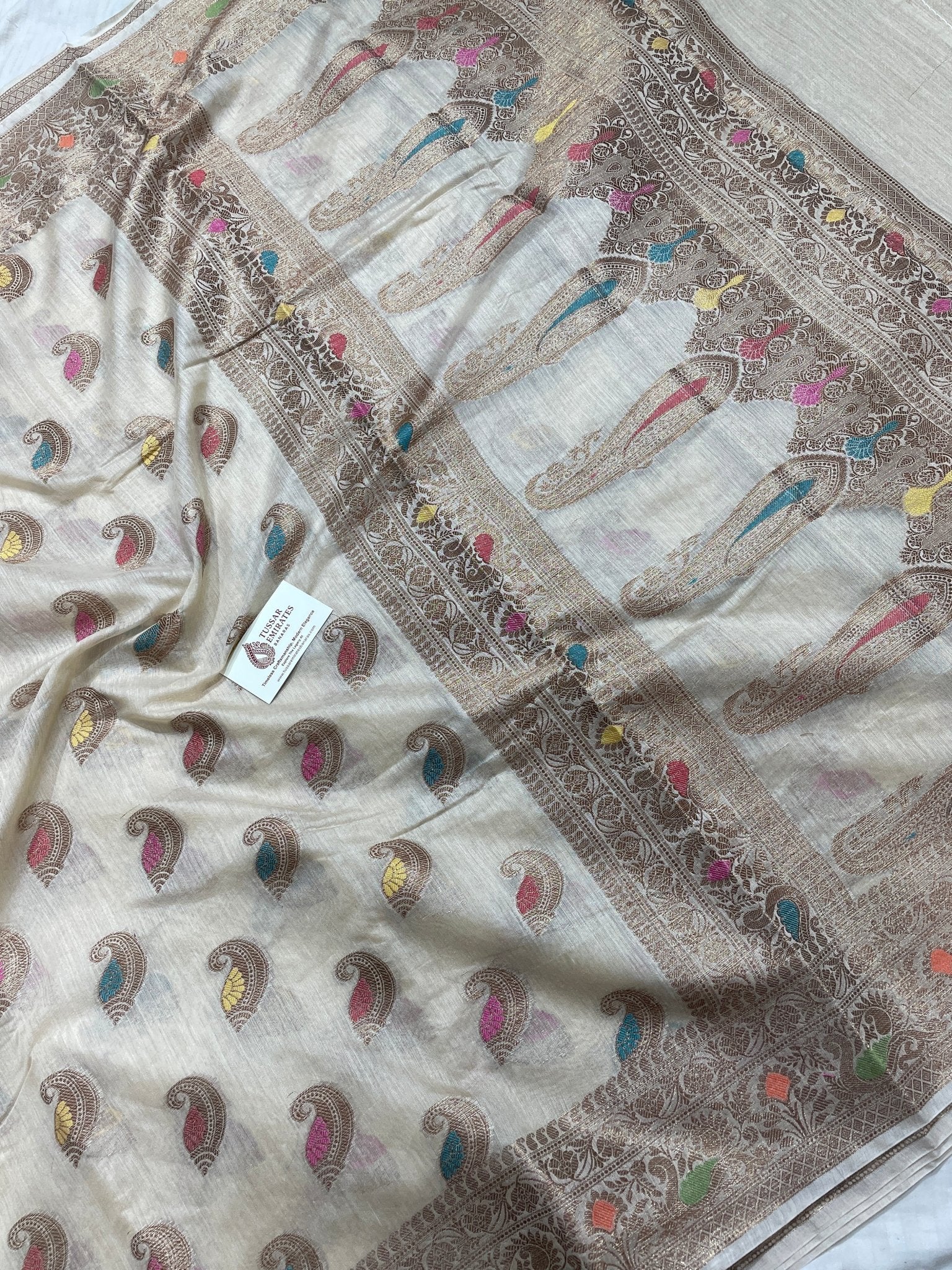 Pure Munga Silk Banarasi Saree – Antique Zari - Tussar Emirates