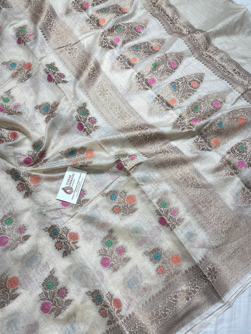 Pure Munga Silk Banarasi Saree – Antique Zari - Tussar Emirates