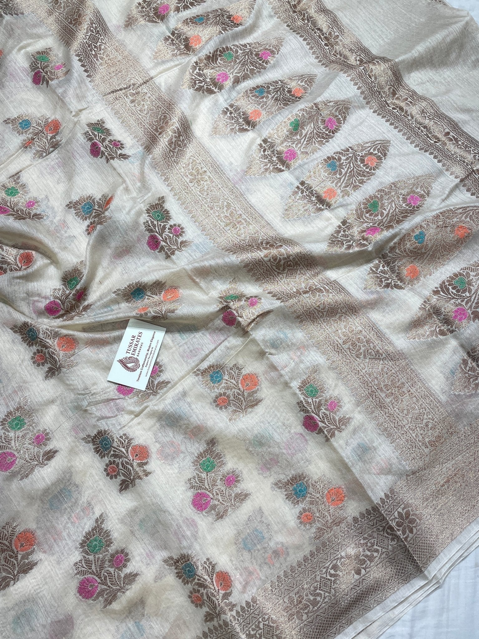 Pure Munga Silk Banarasi Saree – Antique Zari - Tussar Emirates