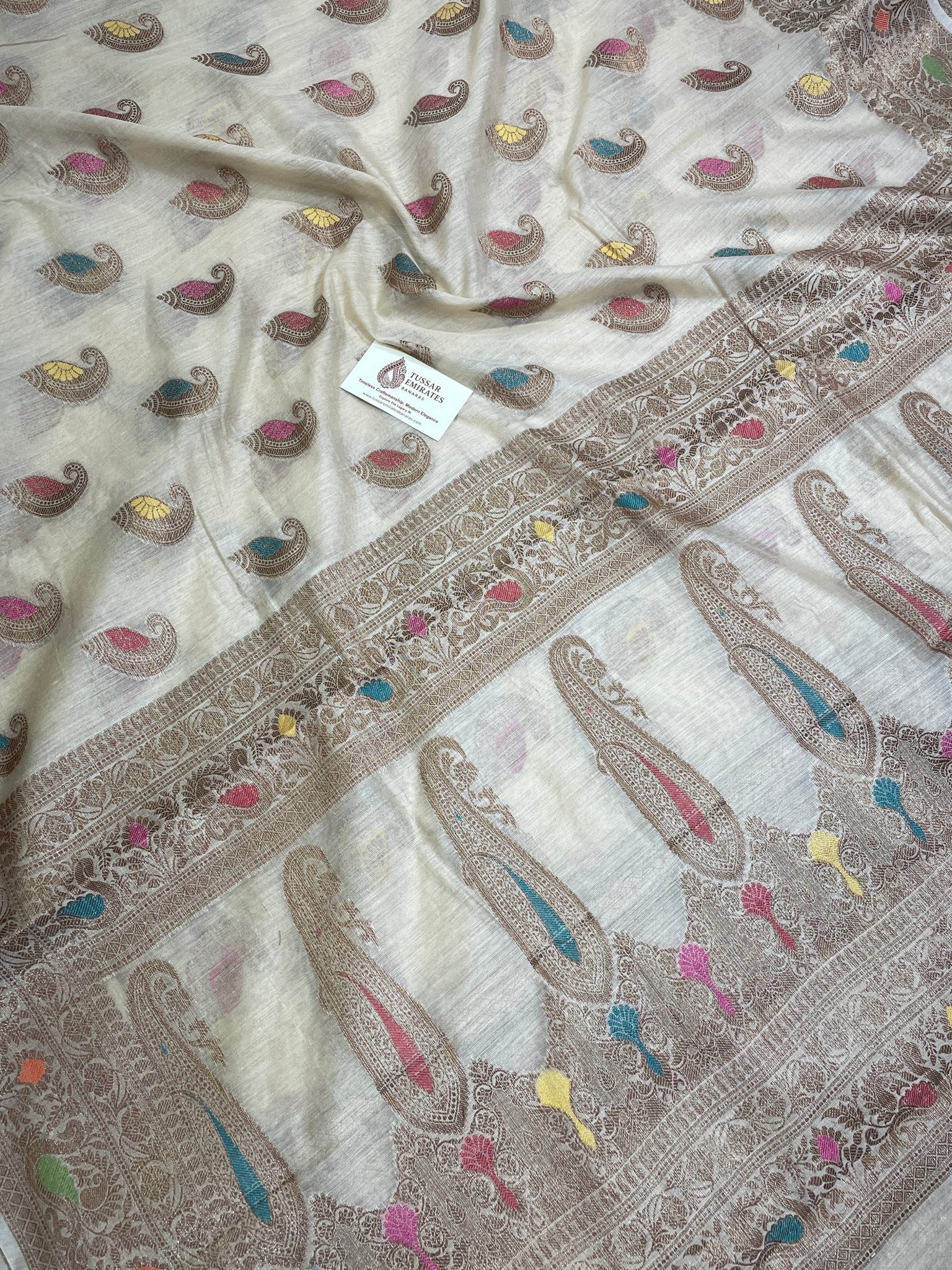 Pure Munga Silk Banarasi Saree – Antique Zari - Tussar Emirates