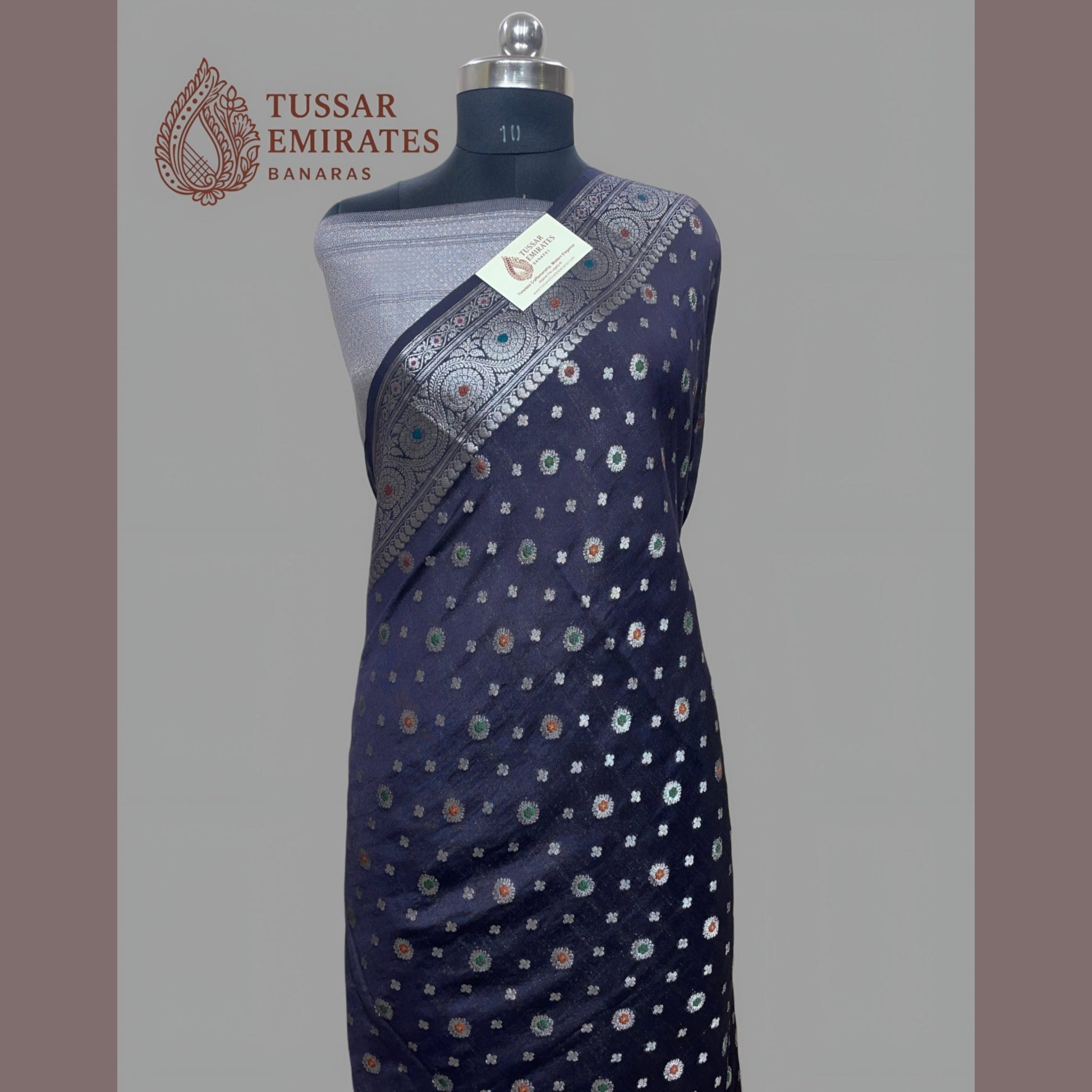 Pure Munga Silk Banarasi Saree – In Black Antique Zari - Tussar Emirates
