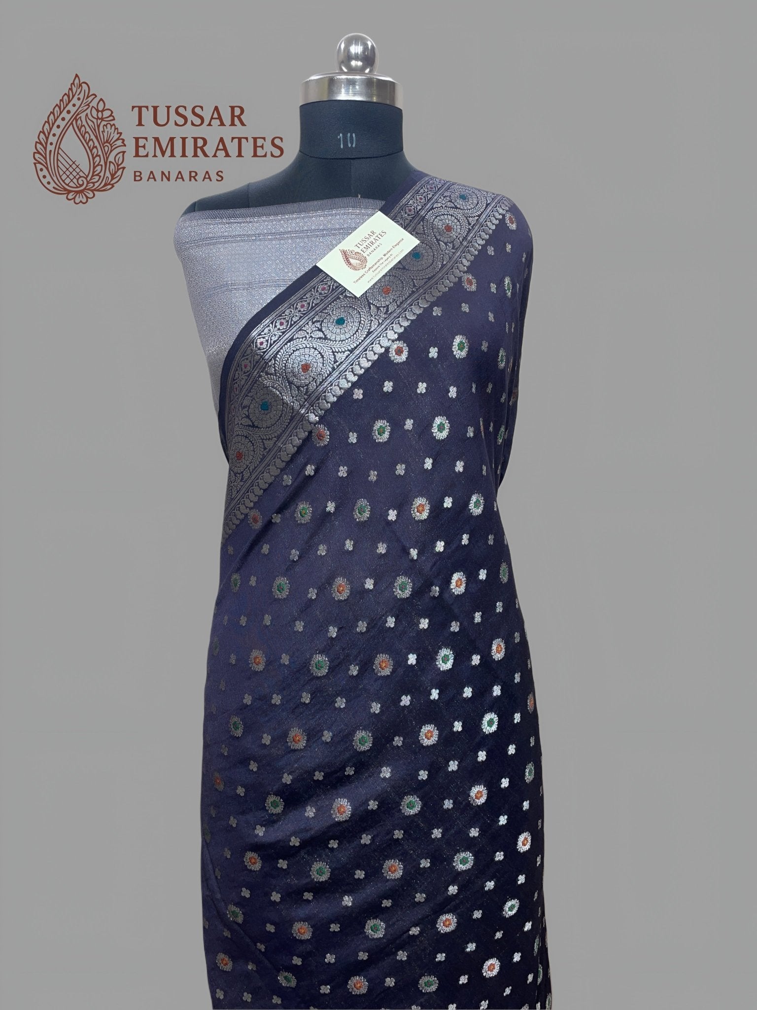 Pure Munga Silk Banarasi Saree – In Black Antique Zari - Tussar Emirates
