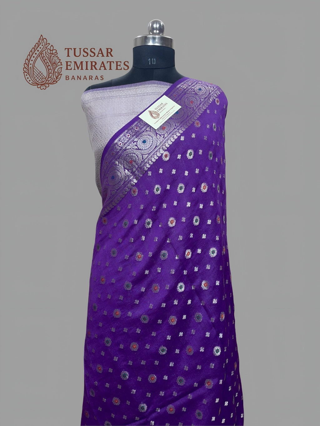 Pure Munga Silk Banarasi Saree – Purple Water Zari - Tussar Emirates