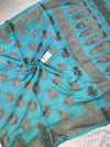 Pure Munga Silk Banarasi Saree – Sky Blue Antique Zari - Tussar Emirates