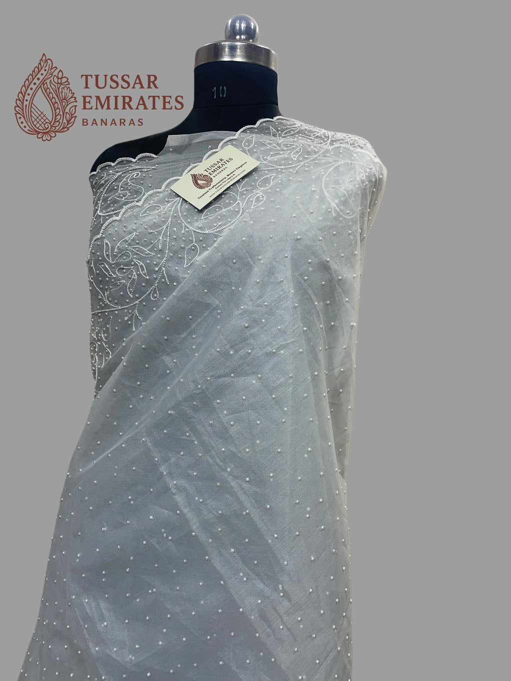 Pure Organza Silk Handloom Banarasi Saree - handwork motifs - Tussar Emirates