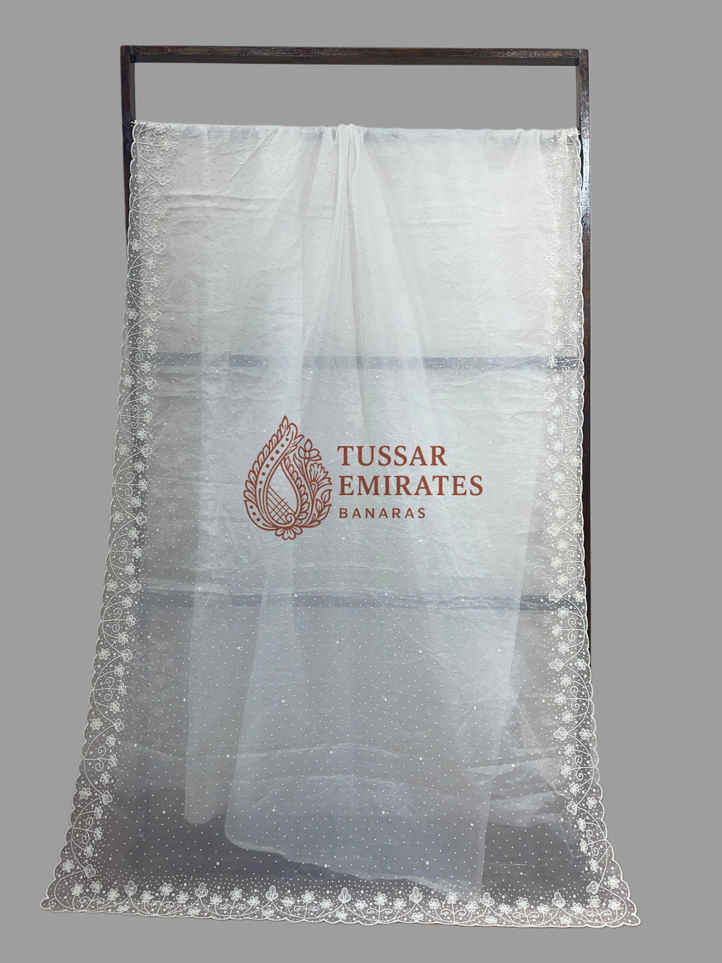 Pure Organza Silk Handloom Banarasi Saree - handwork motifs - Tussar Emirates