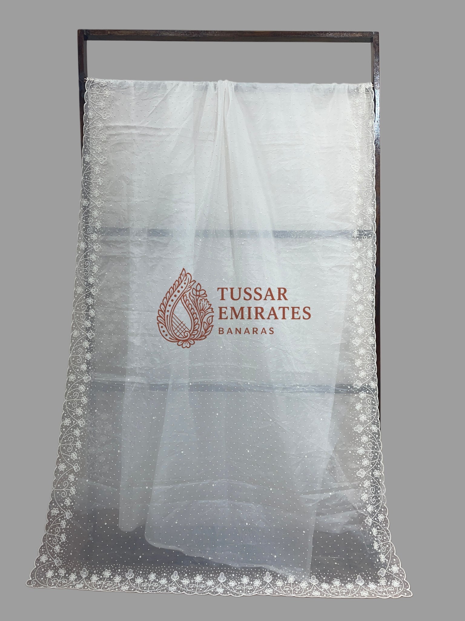 Pure Organza Silk Handloom Banarasi Saree - handwork motifs - Tussar Emirates