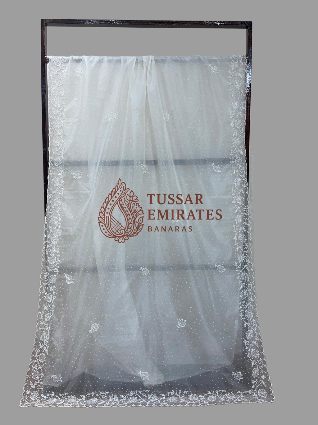 Pure Organza Silk Handloom Banarasi Saree - handwork motifs - Tussar Emirates