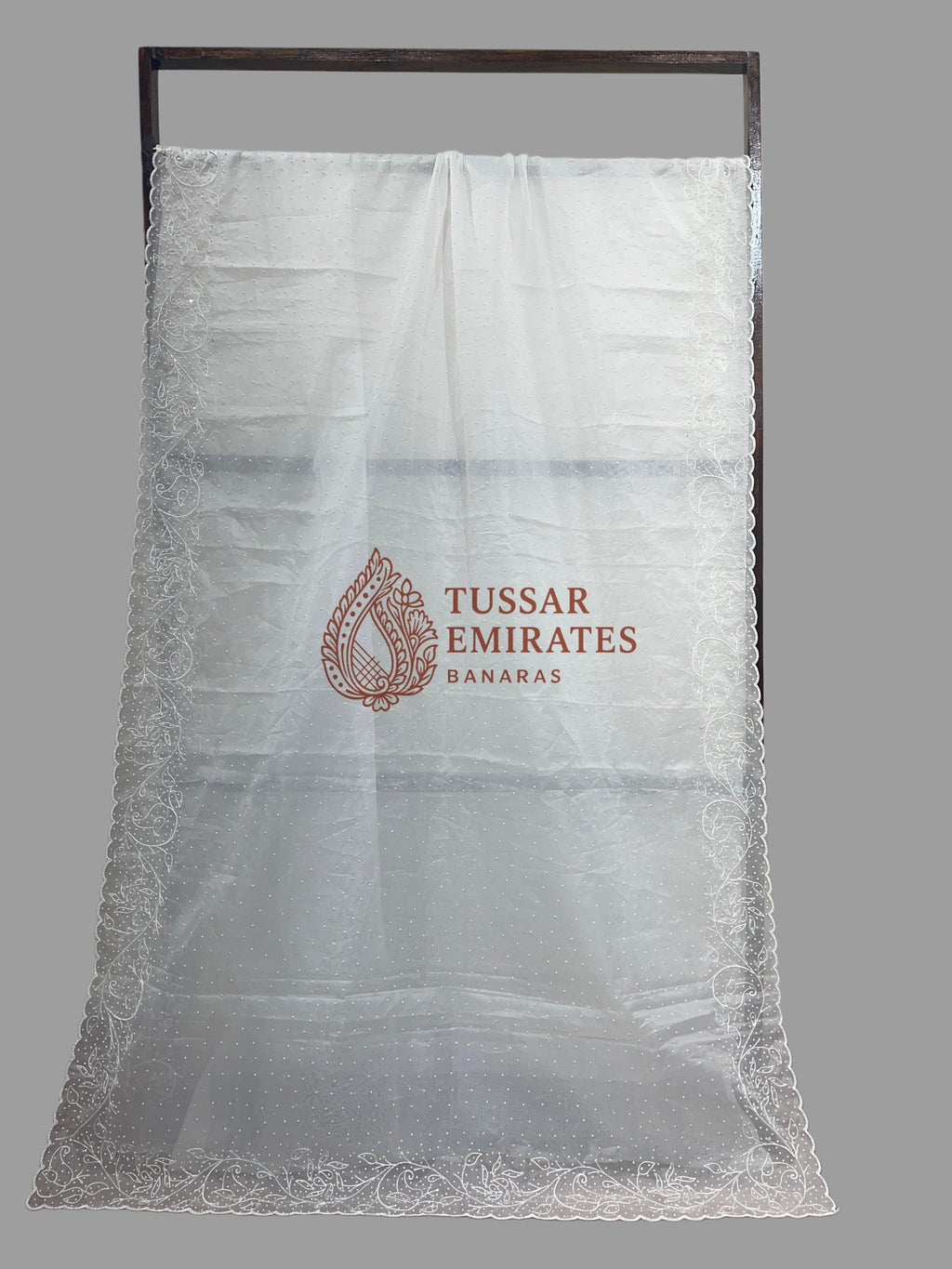Pure Organza Silk Handloom Banarasi Saree - handwork motifs - Tussar Emirates