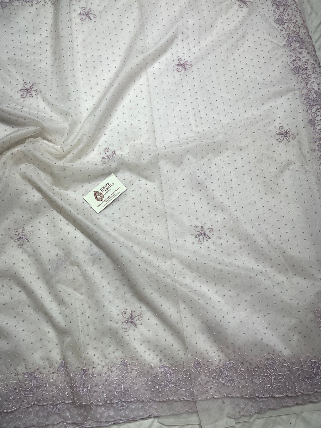 Pure Organza Silk Handloom Banarasi Saree - handwork motifs - Tussar Emirates