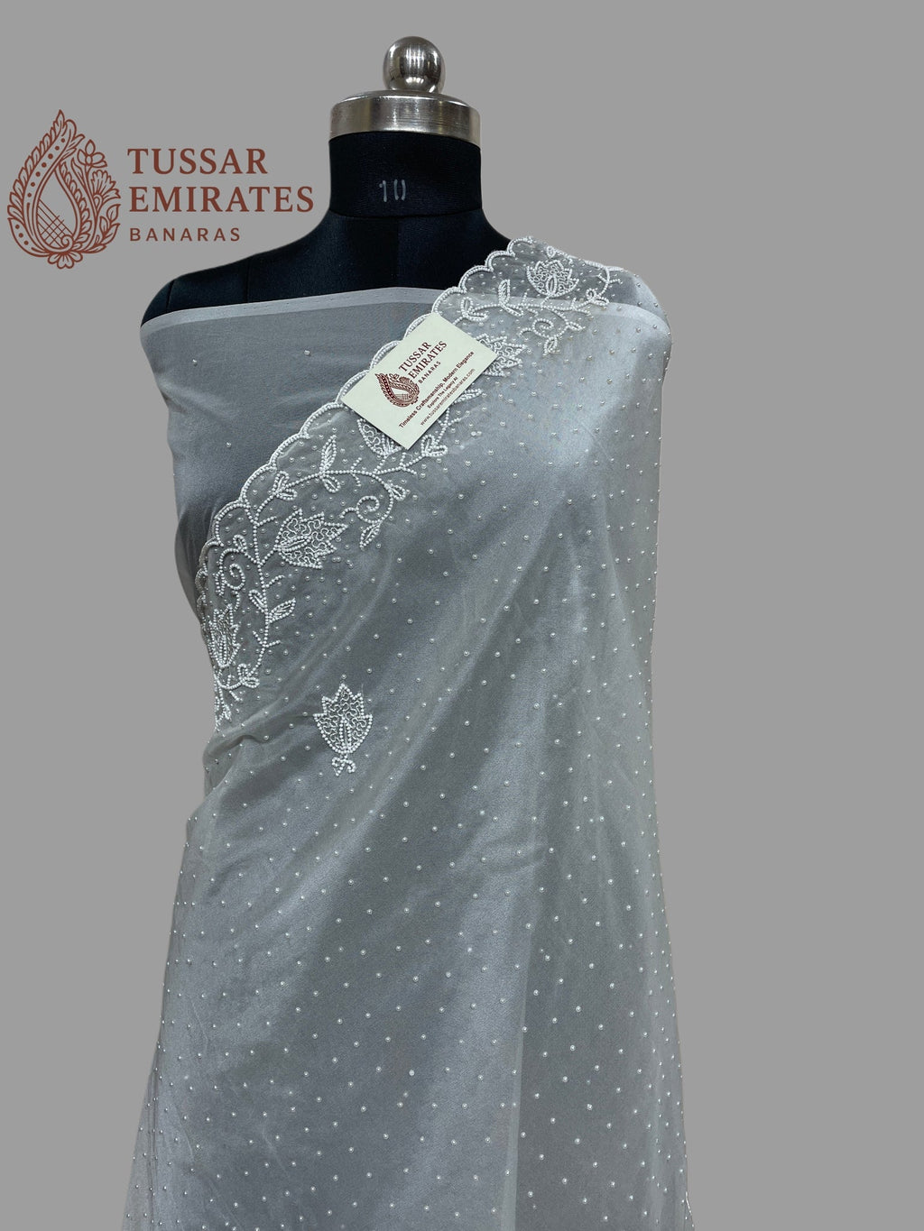 Pure Organza Silk Handloom Banarasi Saree - handwork motifs - Tussar Emirates