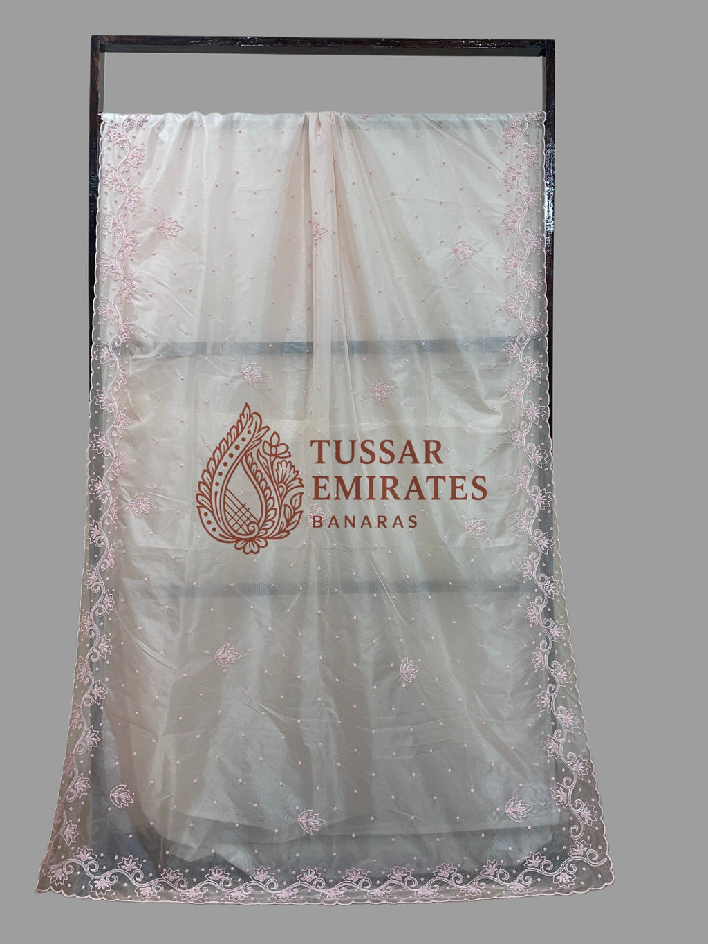 Pure Organza Silk Handloom Banarasi Saree - handwork motifs - Tussar Emirates