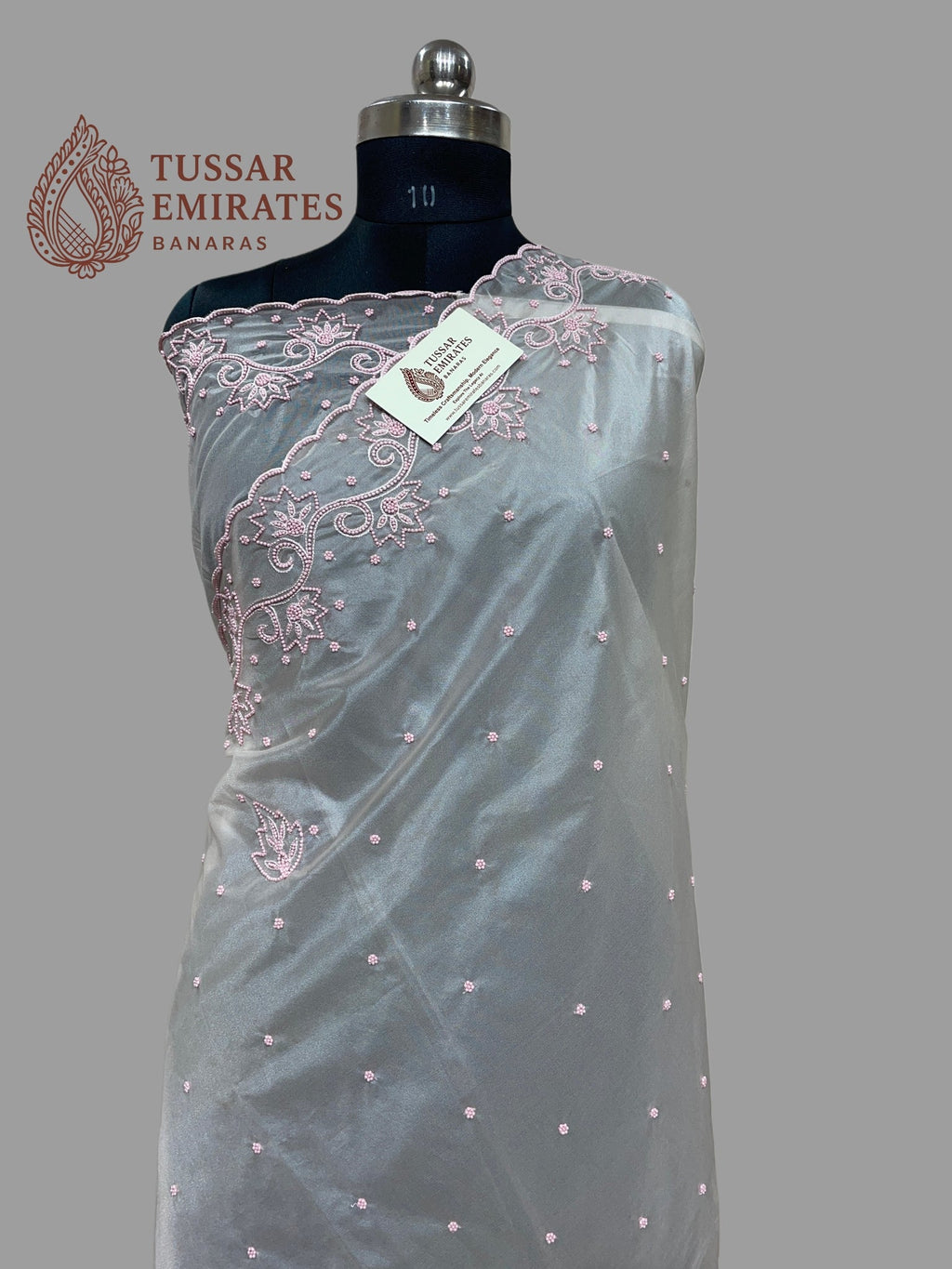 Pure Organza Silk Handloom Banarasi Saree - handwork motifs - Tussar Emirates