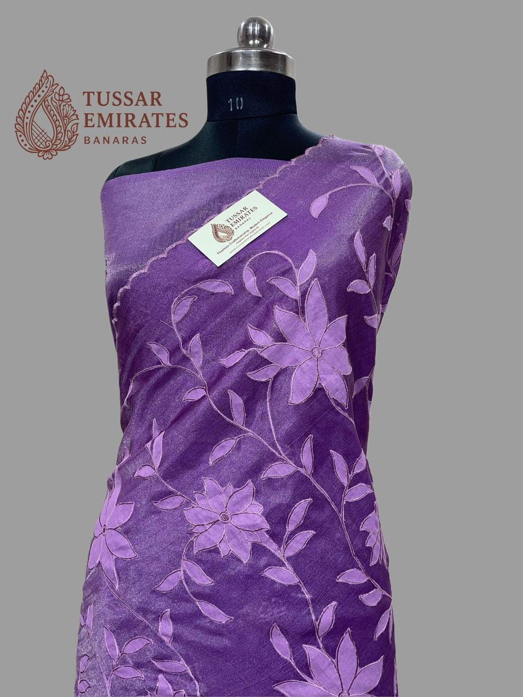 Pure Tissue Silk Banarasi Saree - Chikankari all over - Tussar Emirates