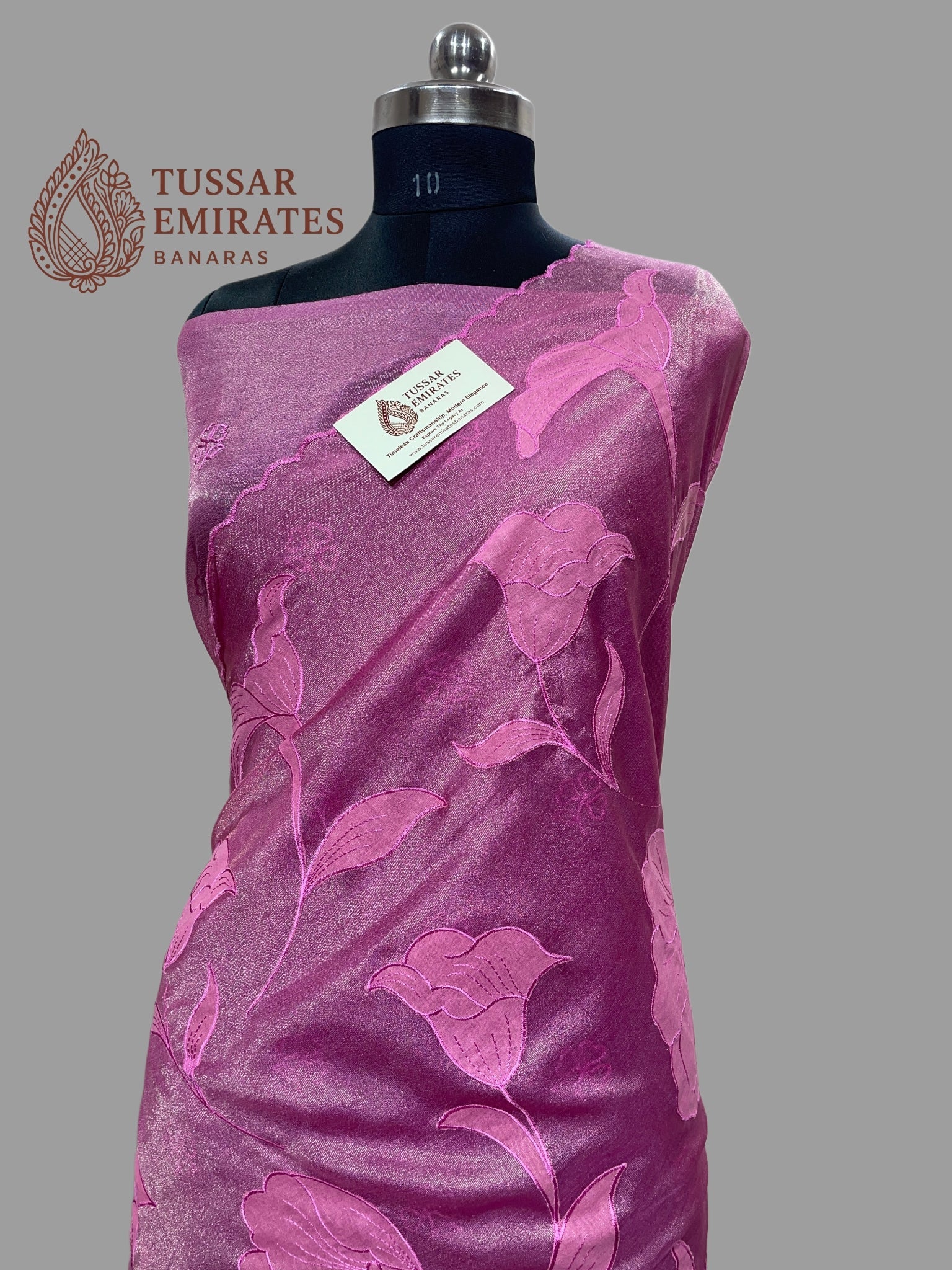 Pure Tissue Silk Banarasi Saree - Chikankari all over - Tussar Emirates