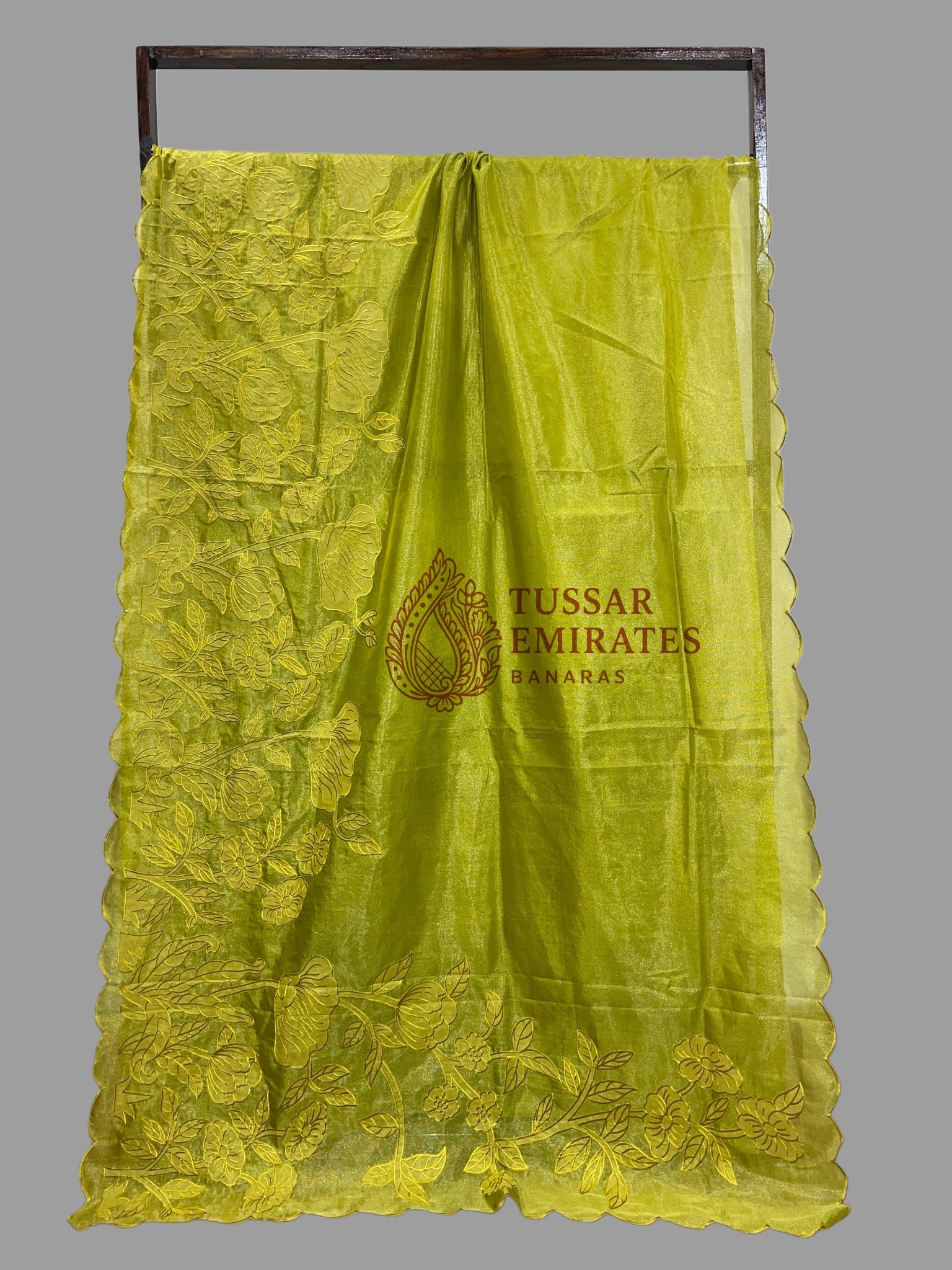 Pure Tissue Silk Banarasi Saree - Chikankari all over - Tussar Emirates