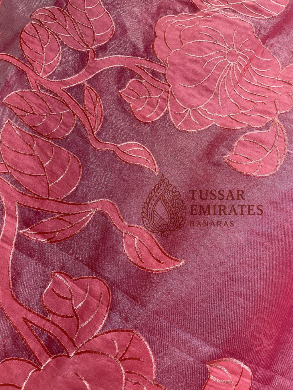 Pure Tissue Silk Banarasi Saree - Chikankari all over - Tussar Emirates