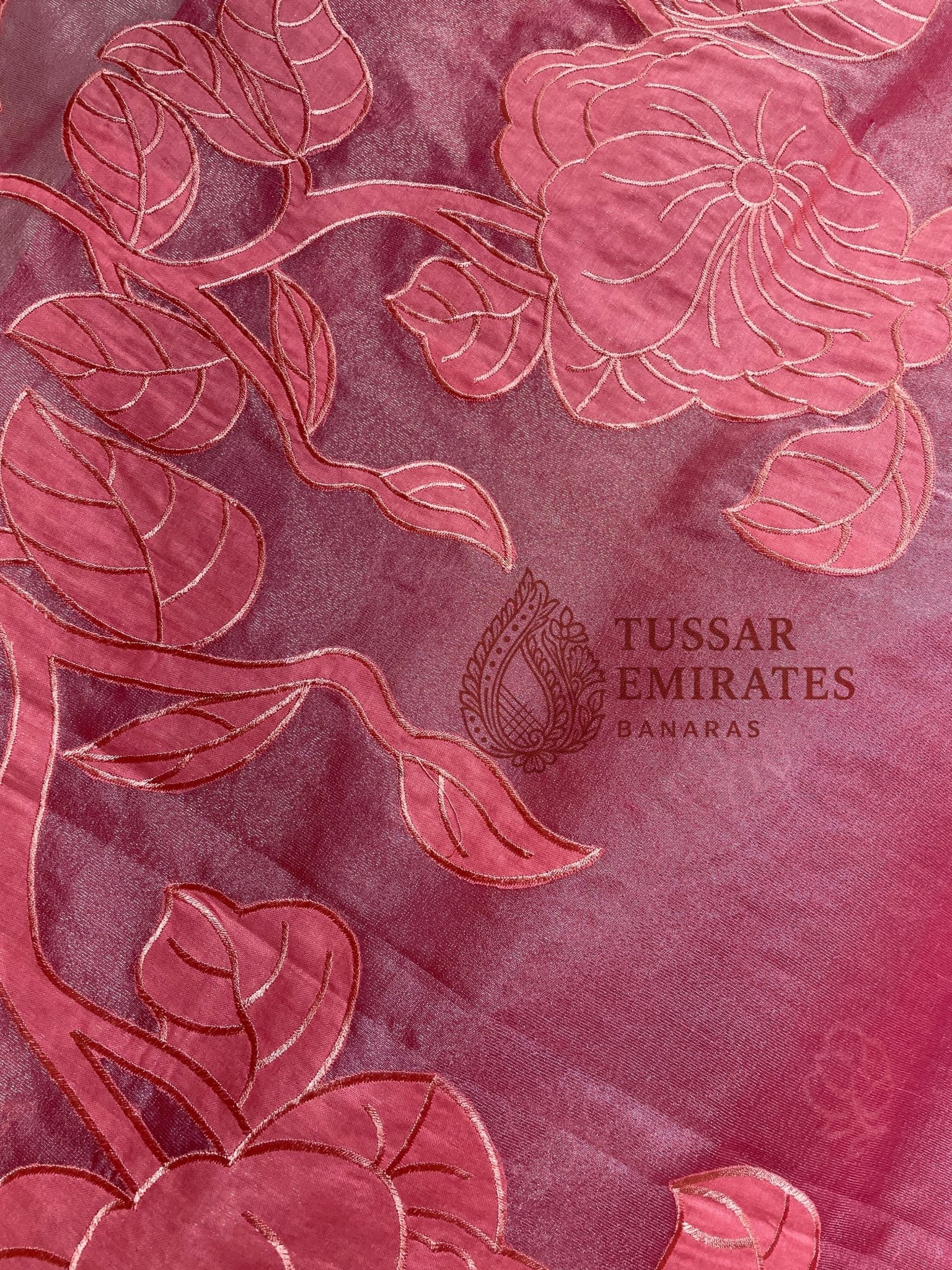 Pure Tissue Silk Banarasi Saree - Chikankari all over - Tussar Emirates