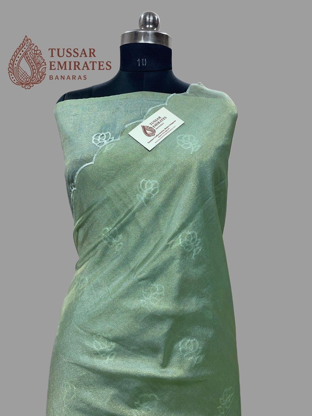 Pure Tissue Silk Banarasi Saree - Chikankari all over - Tussar Emirates