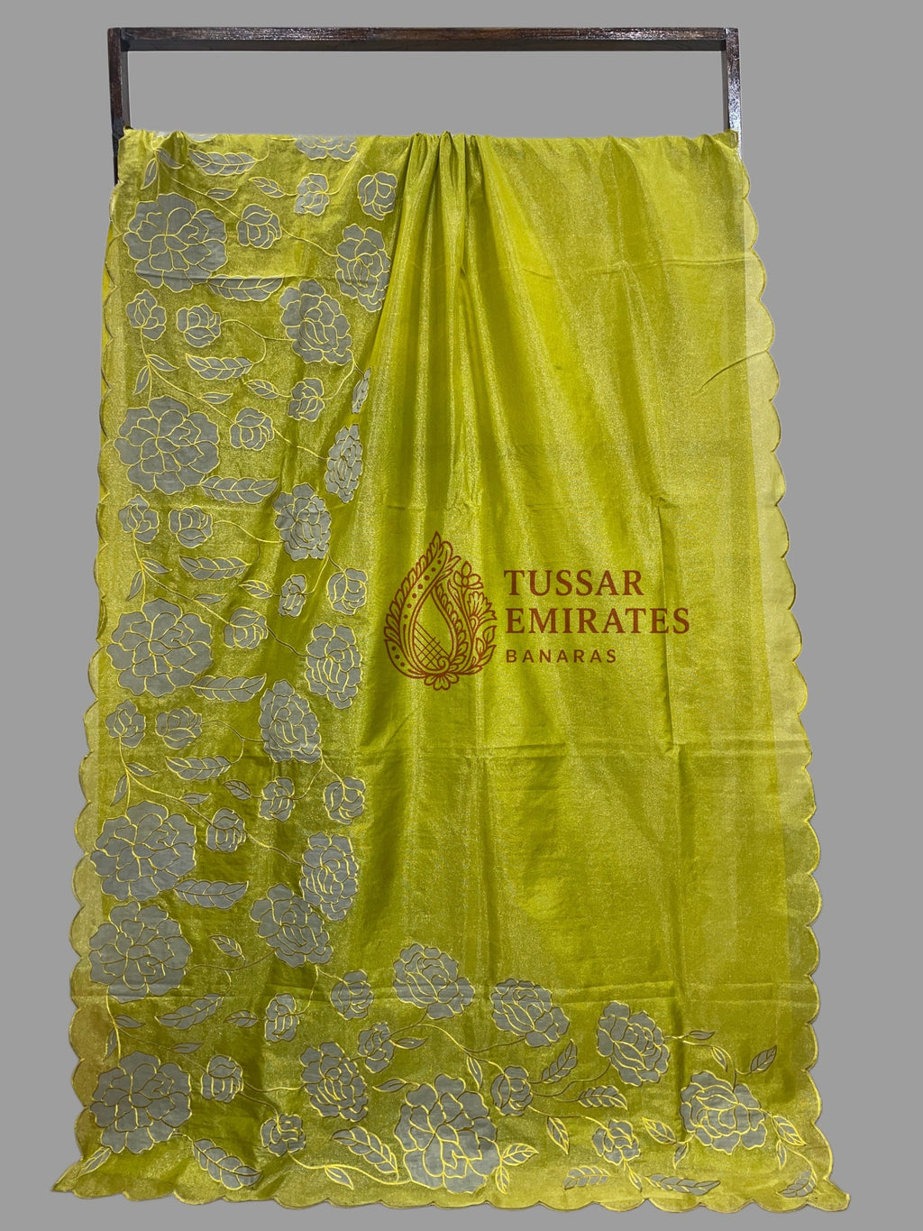 Pure Tissue Silk Banarasi Saree - Chikankari all over - Tussar Emirates