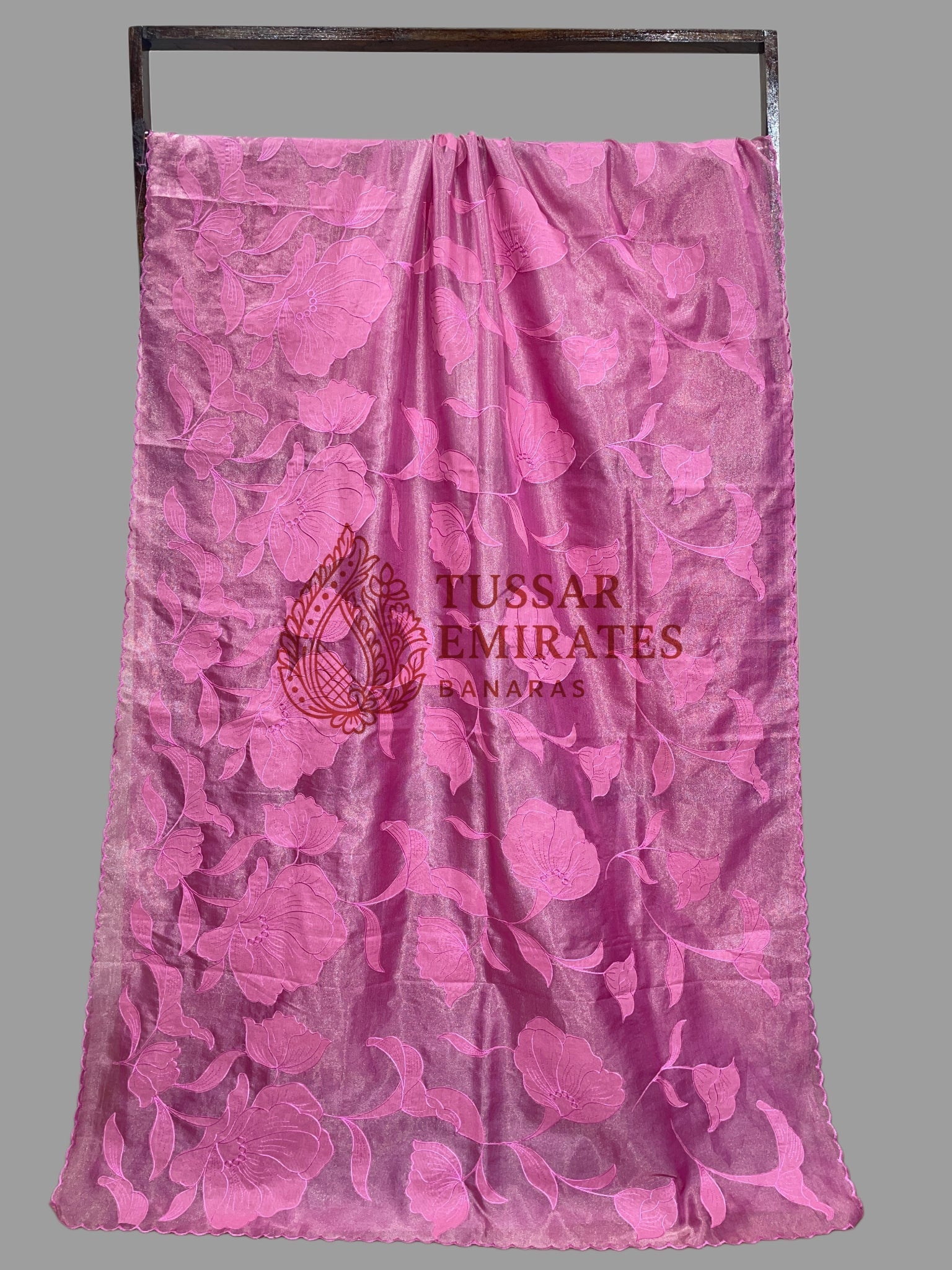 Pure Tissue Silk Banarasi Saree - Chikankari all over - Tussar Emirates
