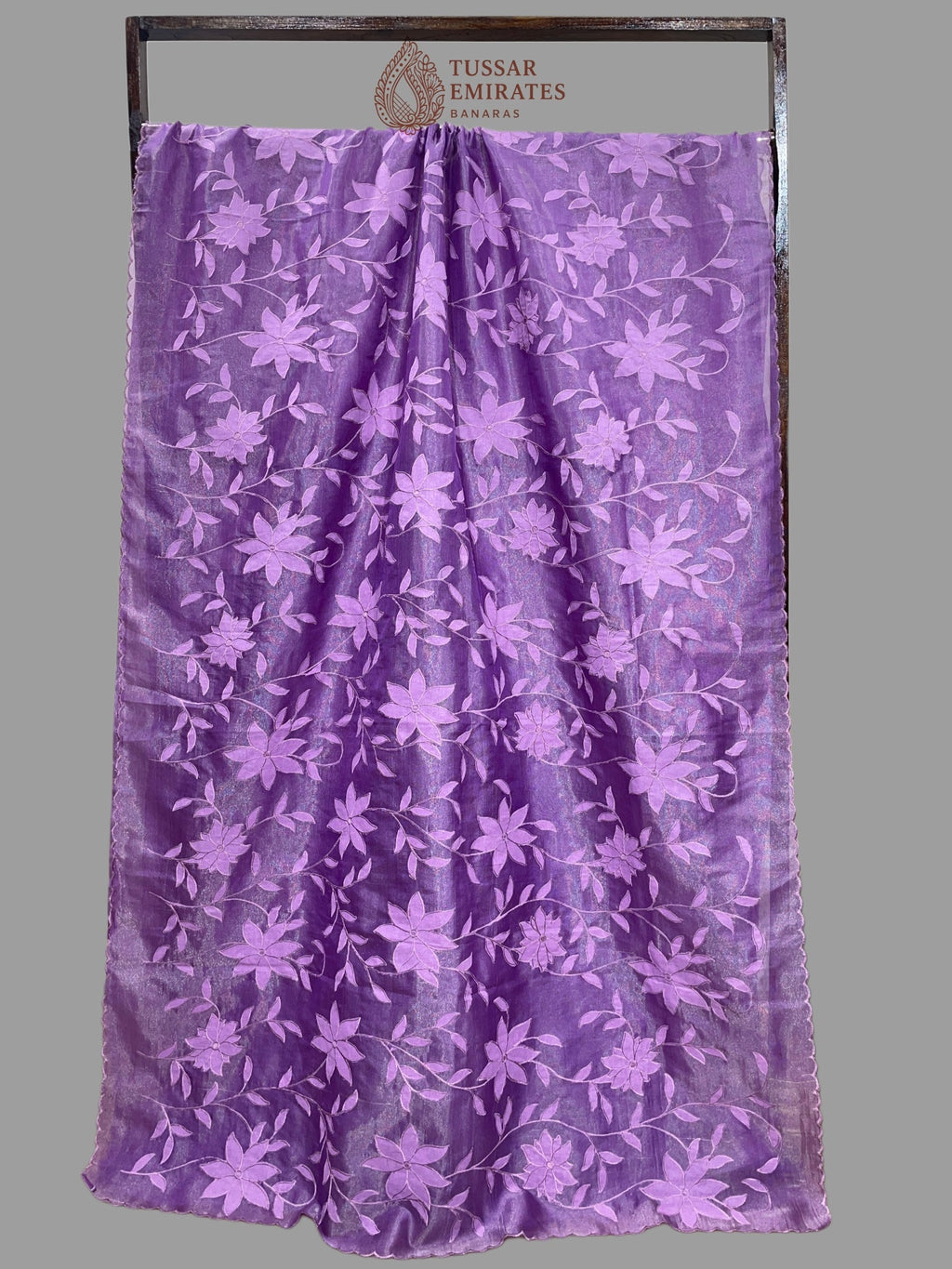 Pure Tissue Silk Banarasi Saree - Chikankari all over - Tussar Emirates