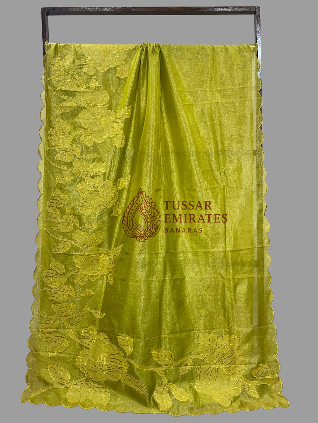 Pure Tissue Silk Banarasi Saree - Chikankari all over - Tussar Emirates