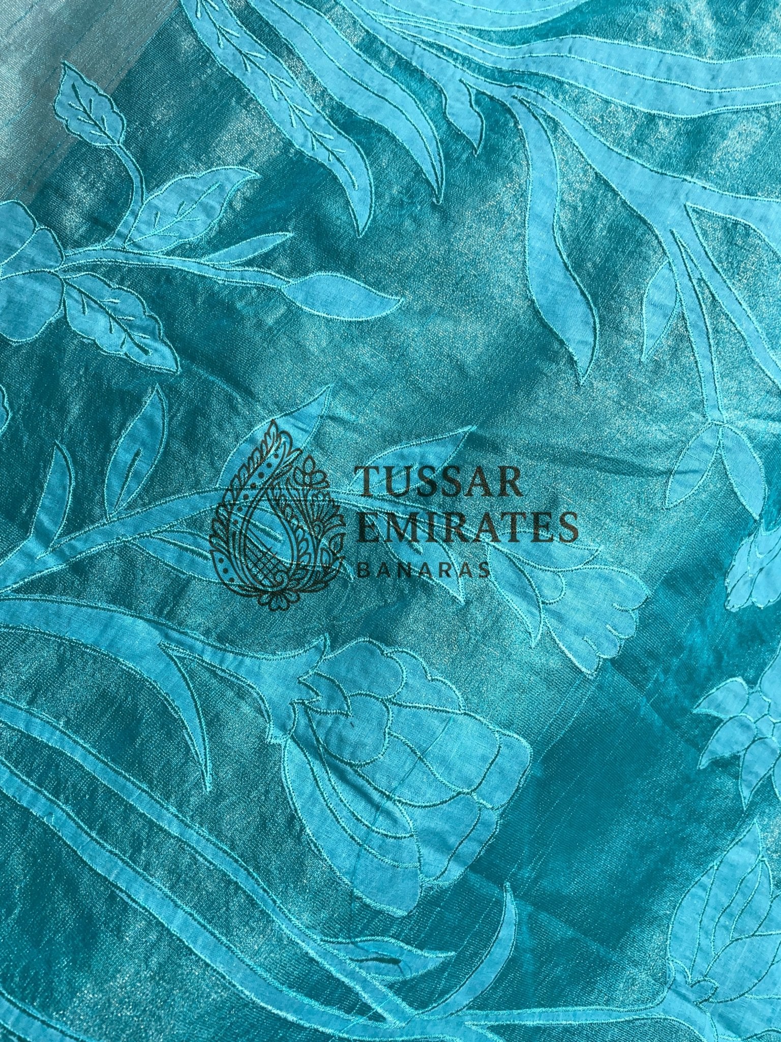 Pure Tissue Silk Banarasi Saree - Chikankari all over - Tussar Emirates