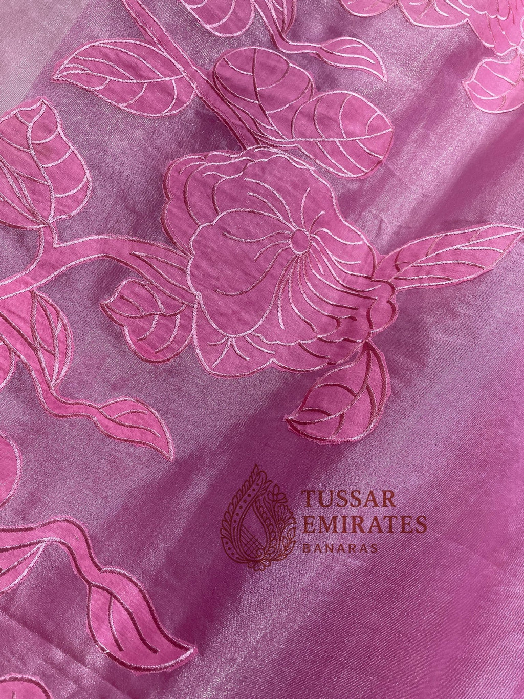 Pure Tissue Silk Banarasi Saree - Chikankari all over - Tussar Emirates