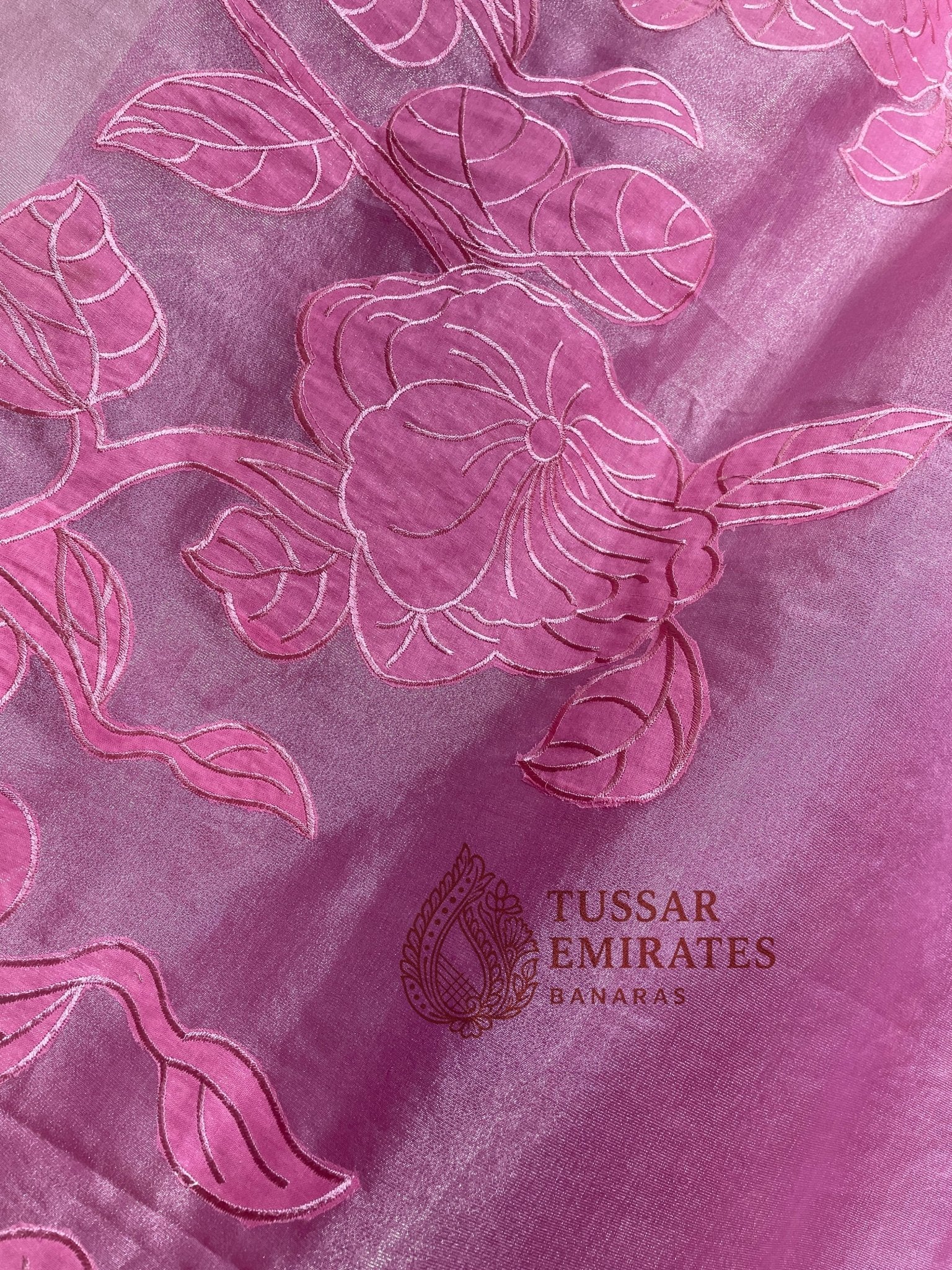 Pure Tissue Silk Banarasi Saree - Chikankari all over - Tussar Emirates