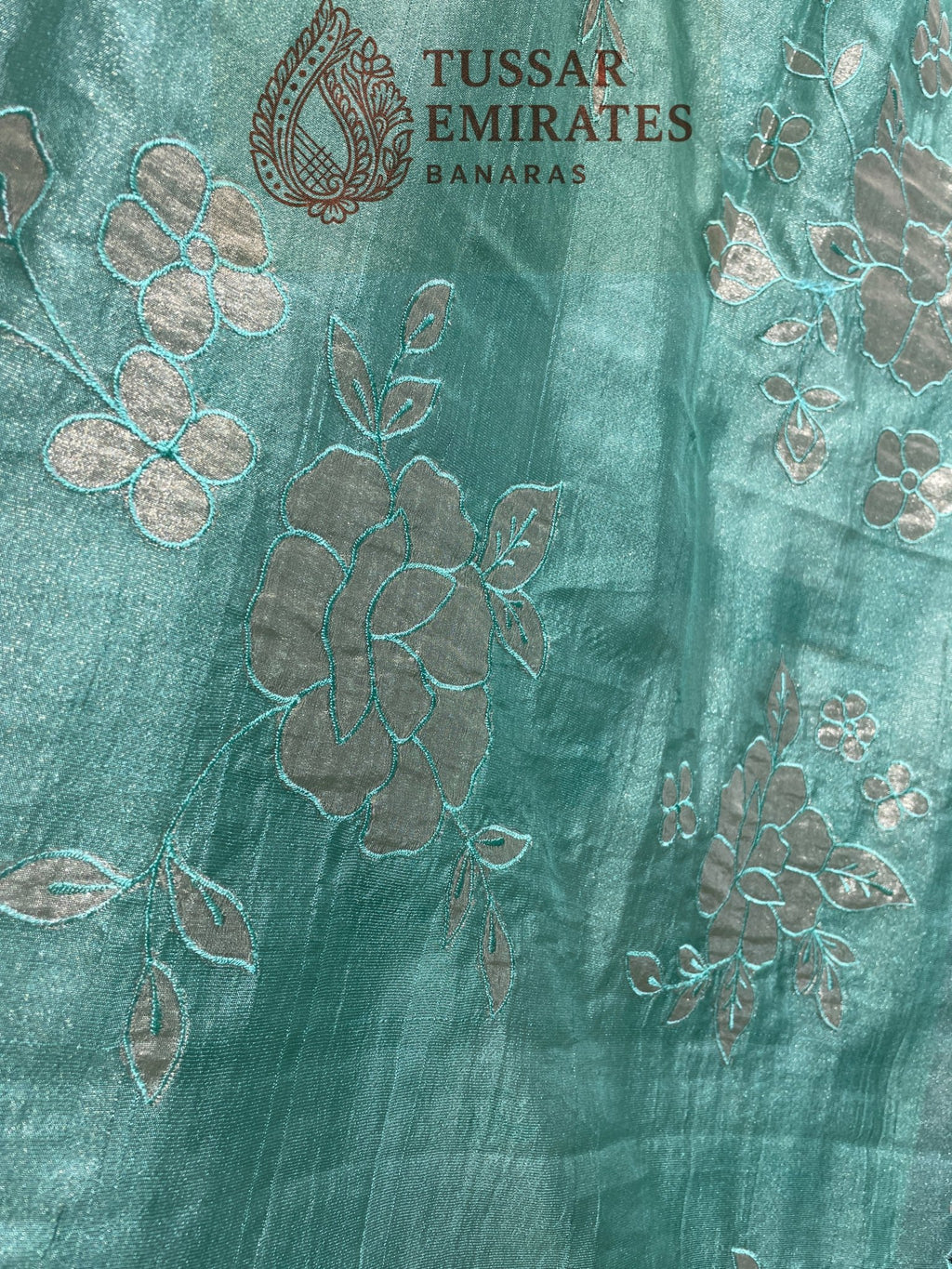 Pure Tissue Silk Banarasi Saree - Chikankari all over - Tussar Emirates