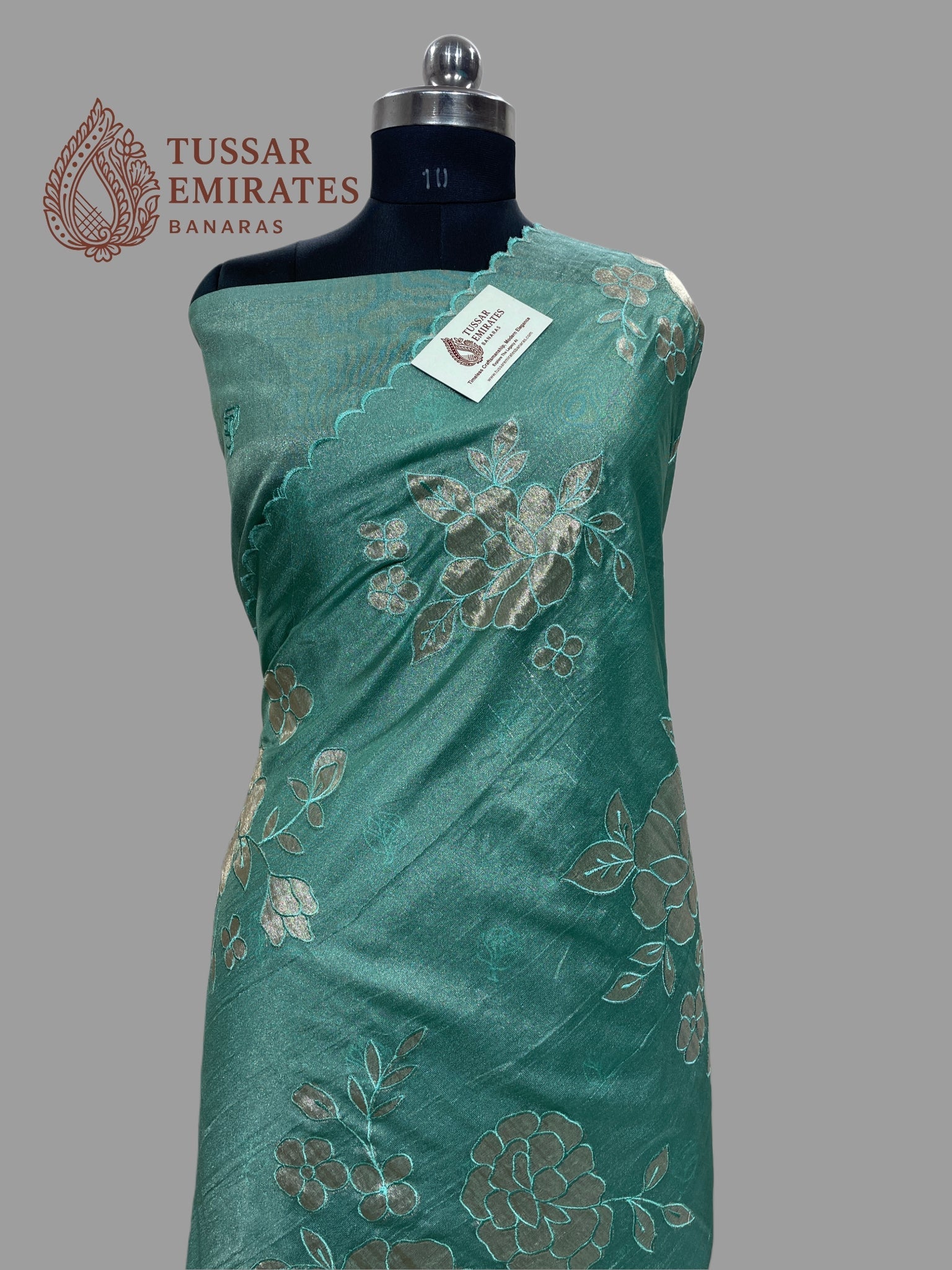 Pure Tissue Silk Banarasi Saree - Chikankari all over - Tussar Emirates