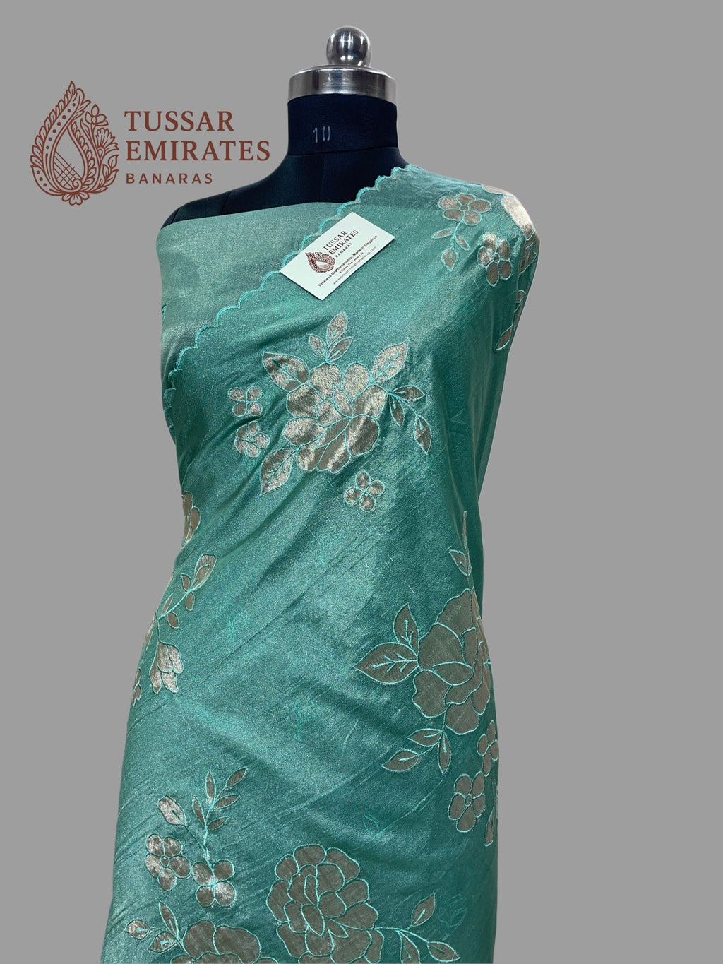 Pure Tissue Silk Banarasi Saree - Chikankari all over - Tussar Emirates