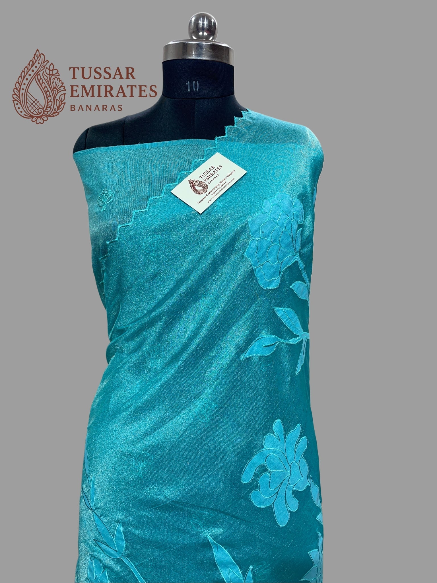 Pure Tissue Silk Banarasi Saree - Chikankari all over - Tussar Emirates