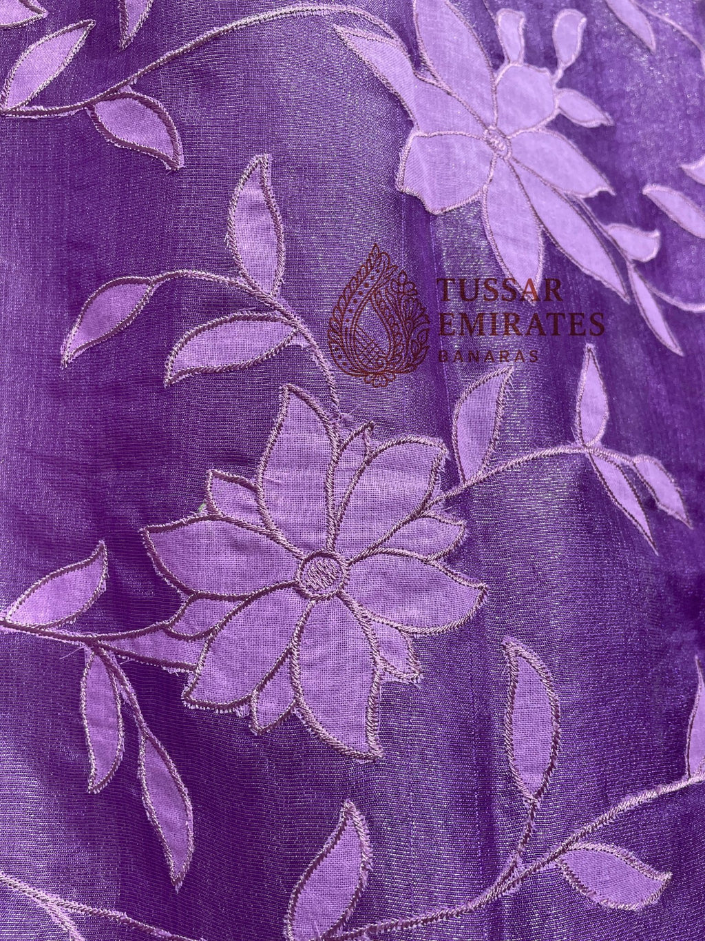 Pure Tissue Silk Banarasi Saree - Chikankari all over - Tussar Emirates