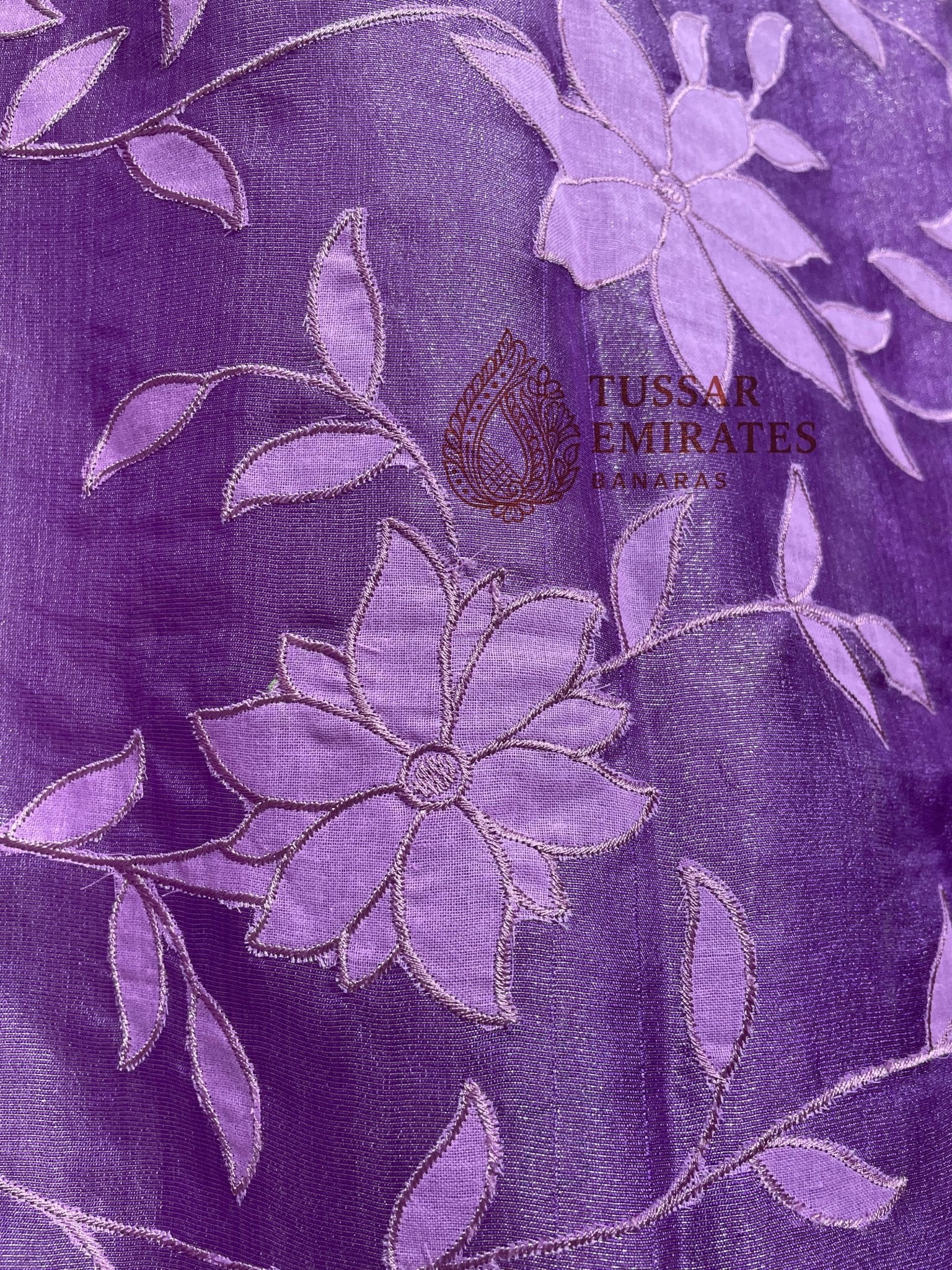 Pure Tissue Silk Banarasi Saree - Chikankari all over - Tussar Emirates