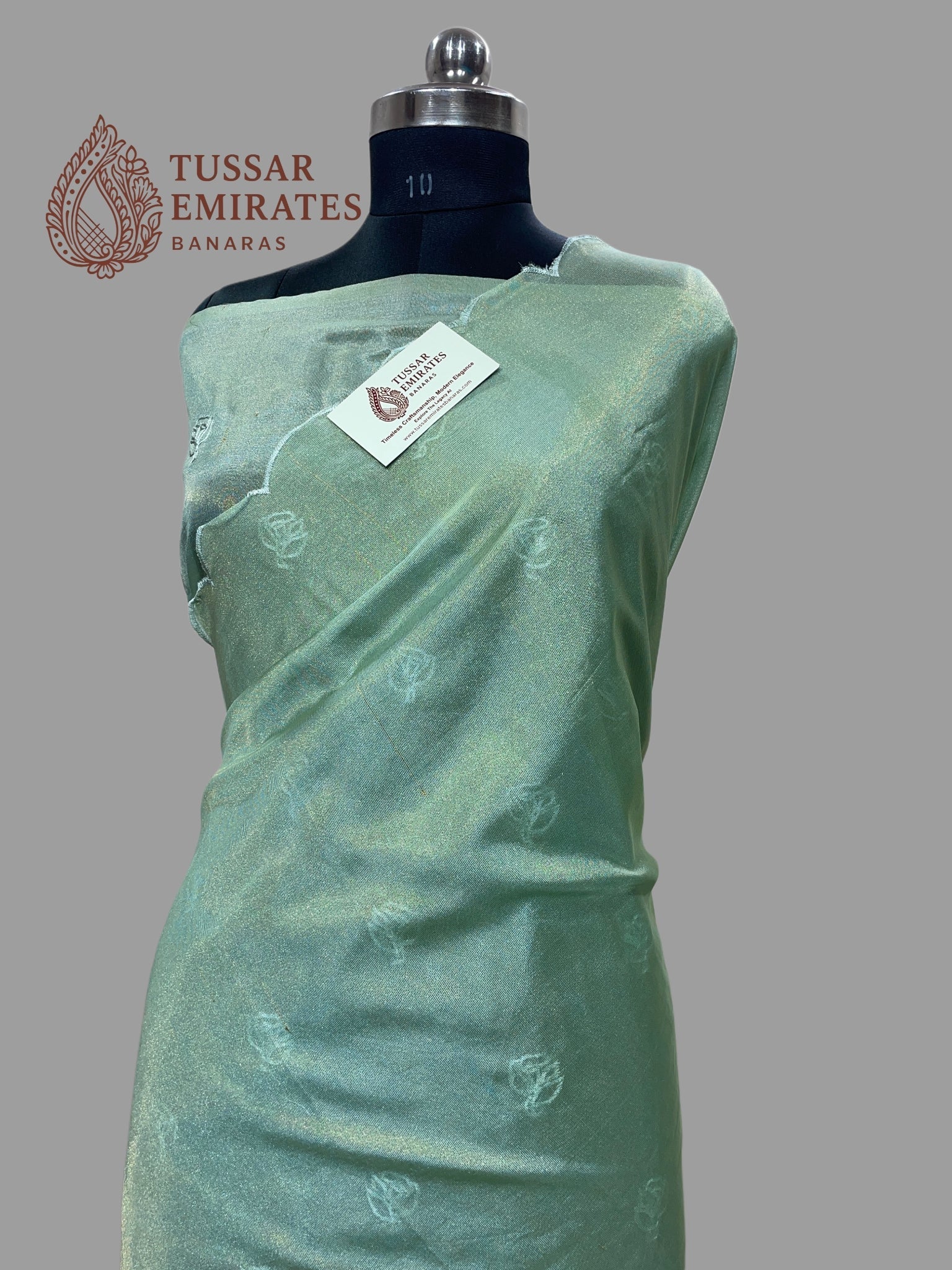 Pure Tissue Silk Banarasi Saree - Chikankari all over - Tussar Emirates