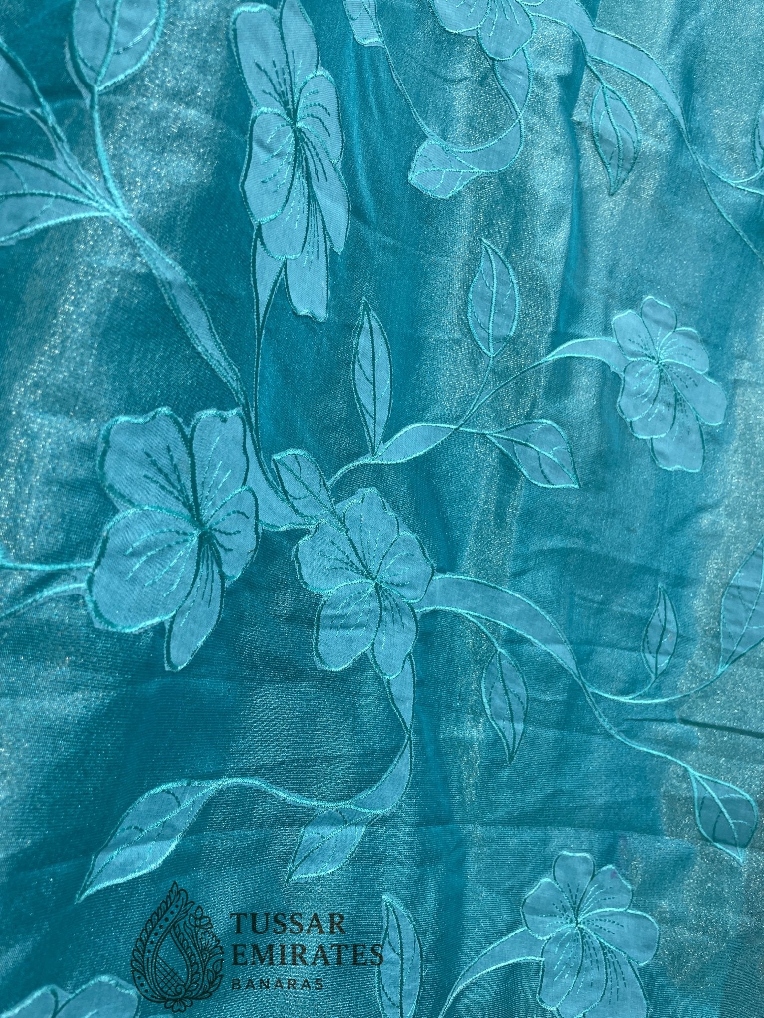 Pure Tissue Silk Banarasi Saree - Chikankari all over - Tussar Emirates