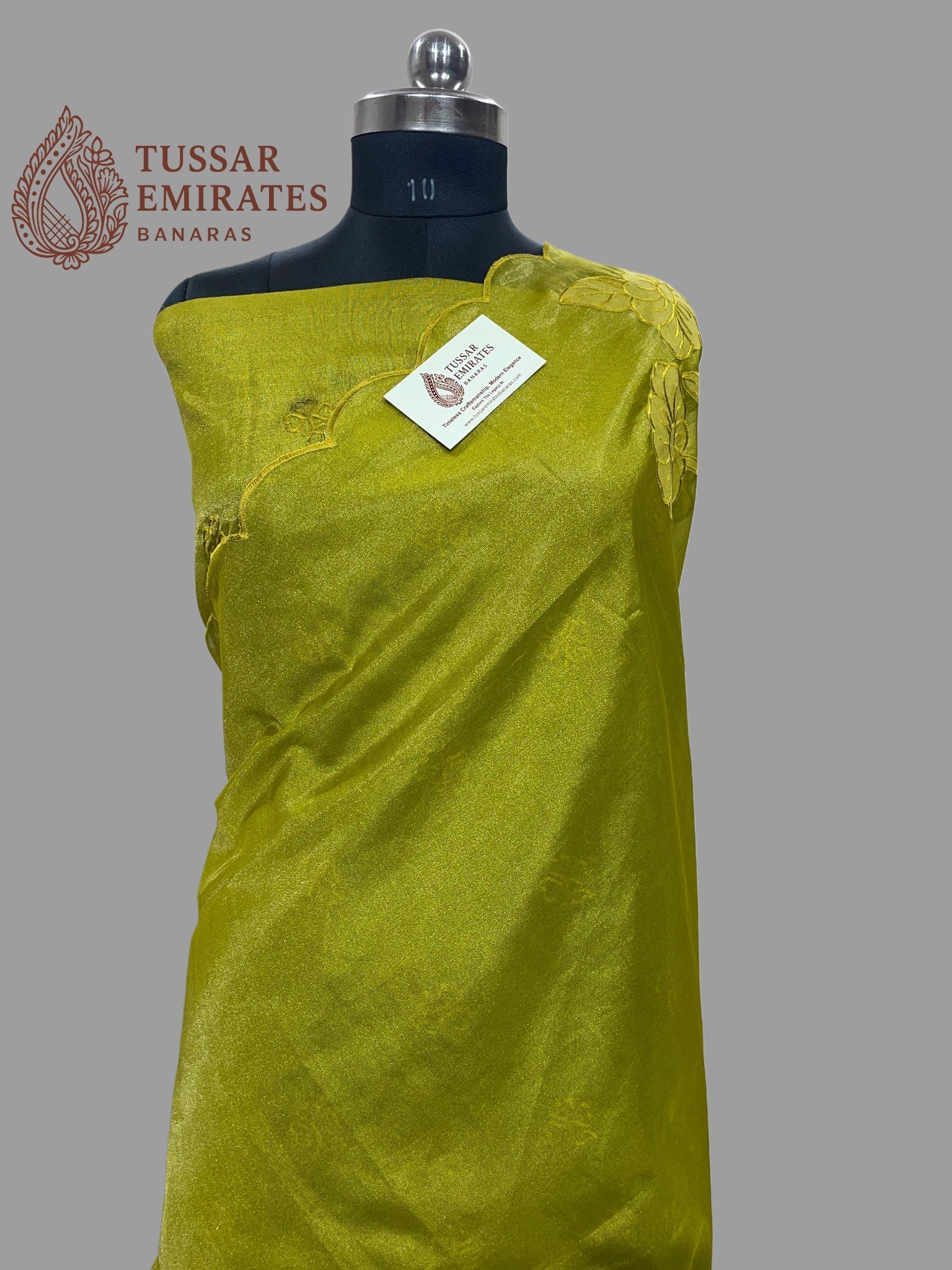 Pure Tissue Silk Banarasi Saree - Chikankari all over - Tussar Emirates