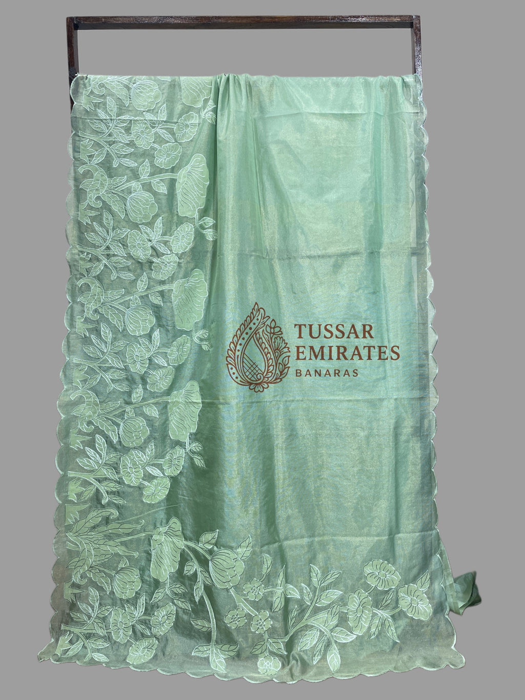 Pure Tissue Silk Banarasi Saree - Chikankari all over - Tussar Emirates